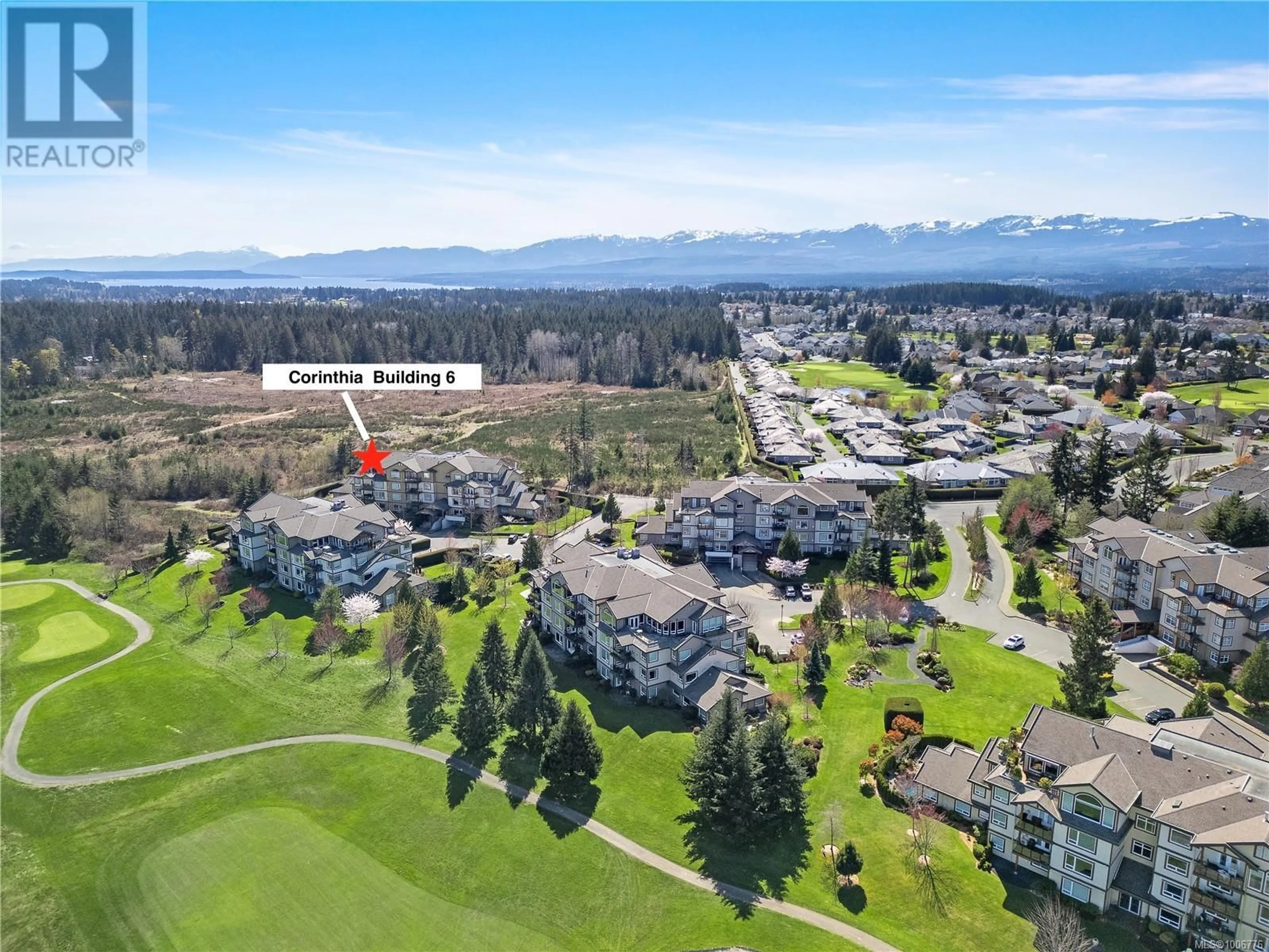 A pic from outside/outdoor area/front of a property/back of a property/a pic from drone, mountain view for 625 - 3666 ROYAL VISTA WAY, Courtenay British Columbia V9N9X8