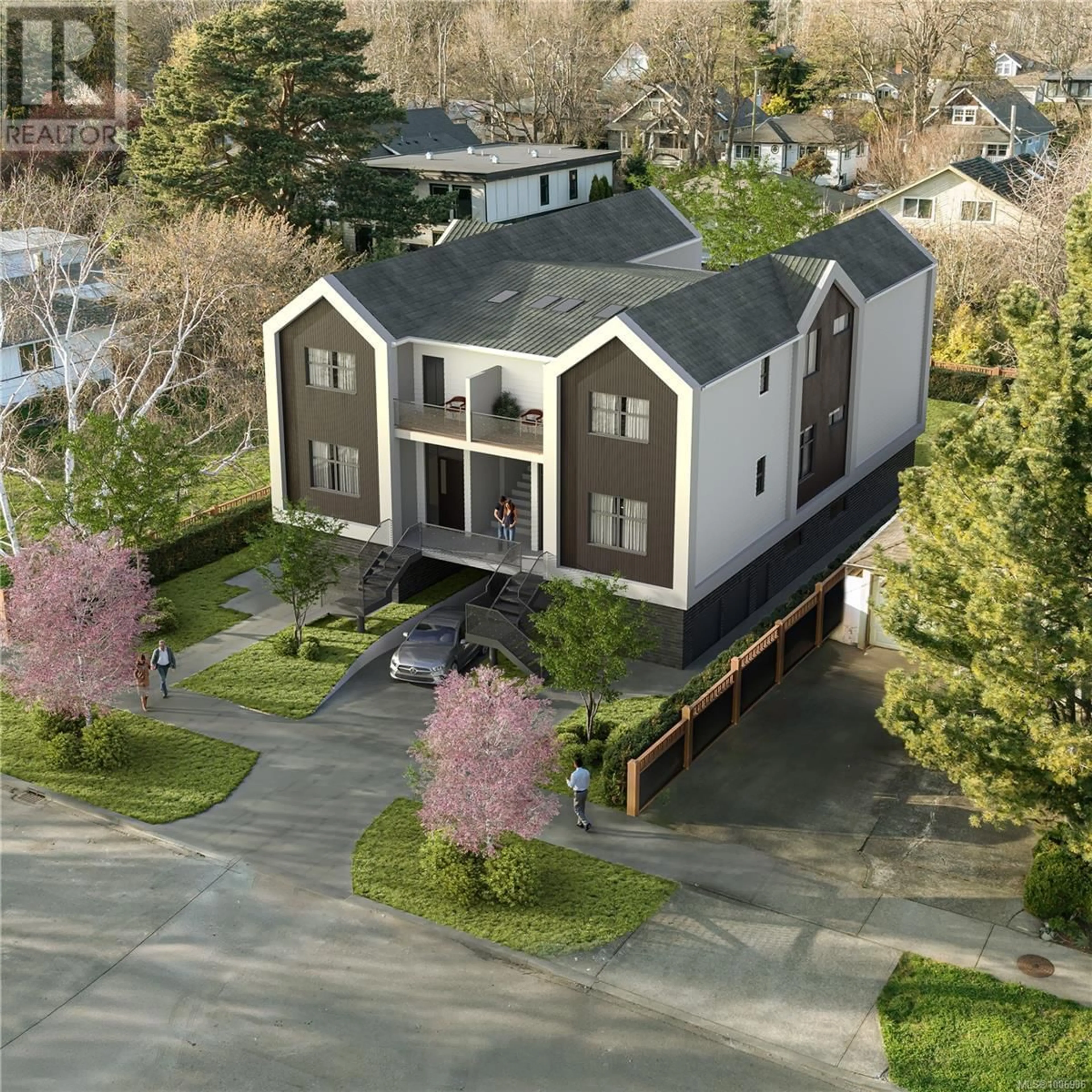 A pic from outside/outdoor area/front of a property/back of a property/a pic from drone, street for 4 - 1434 BROOKE STREET, Victoria British Columbia V8S1M3