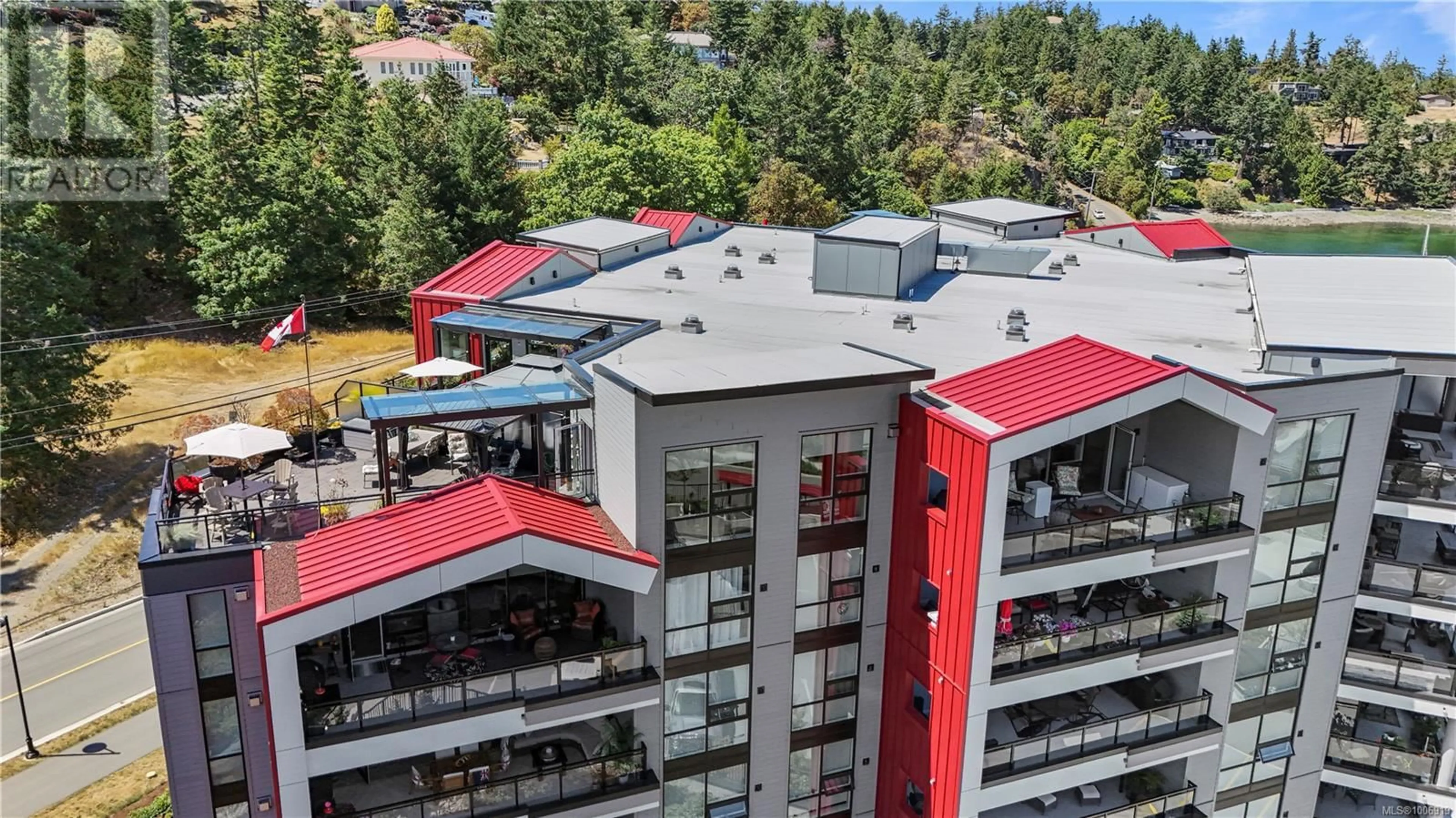 A pic from outside/outdoor area/front of a property/back of a property/a pic from drone, city buildings view from balcony for 604 - 3529 DOLPHIN DRIVE, Nanoose Bay British Columbia V9P9J7