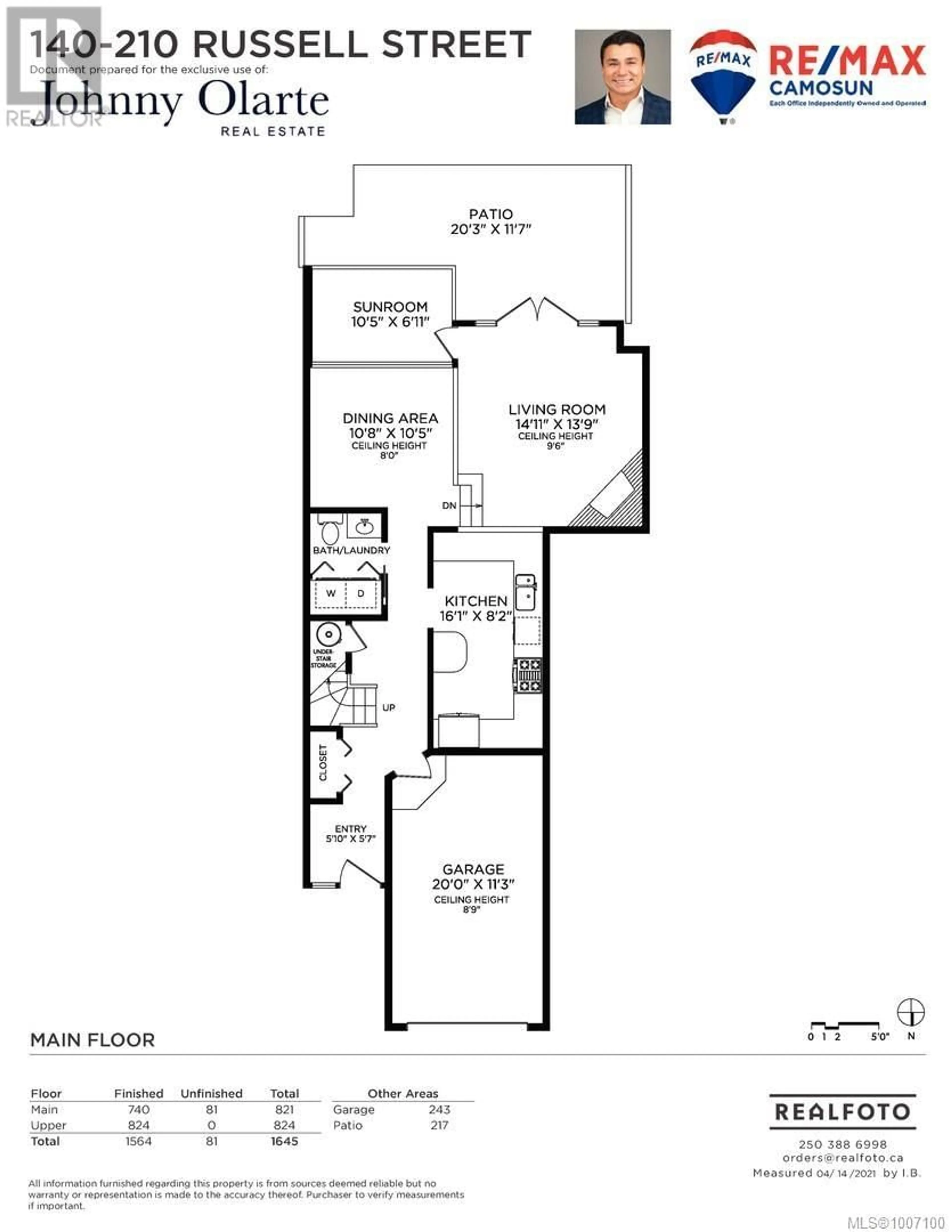 Floor plan for 140 - 210 RUSSELL STREET, Victoria British Columbia V9A3X2