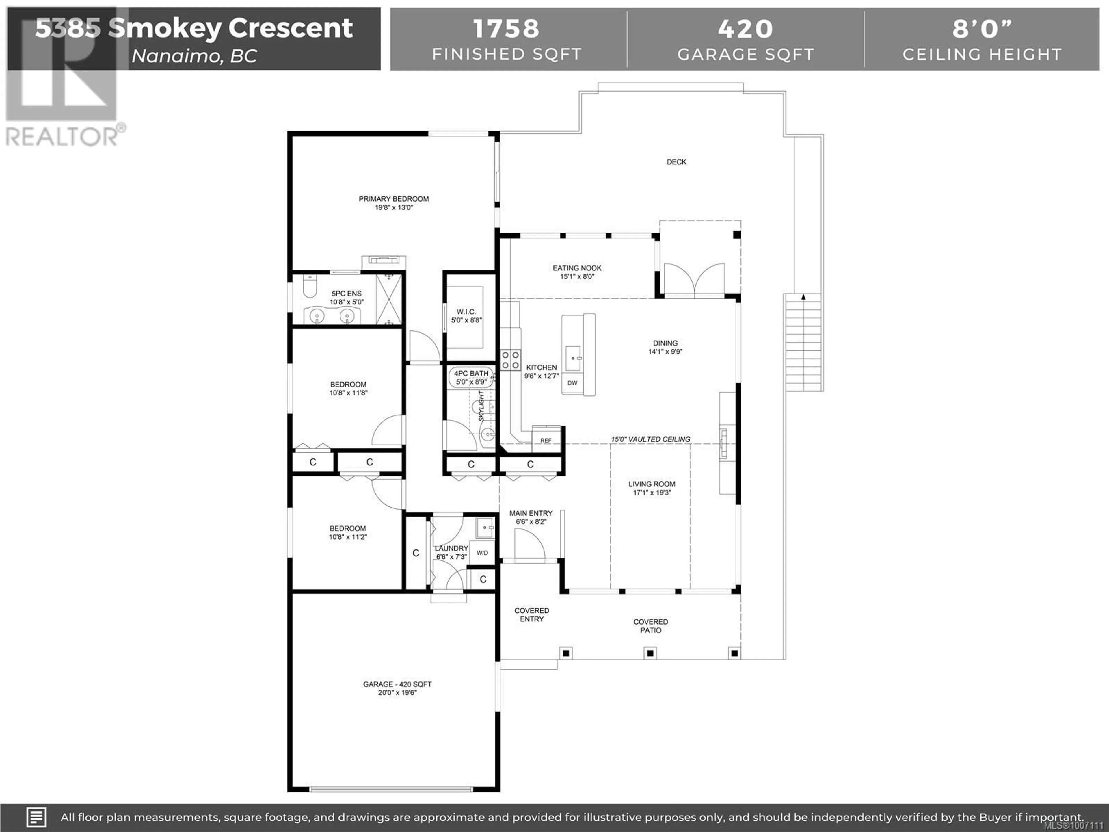 Floor plan for 5385 SMOKEY CRESCENT, Nanaimo British Columbia V9T5R6