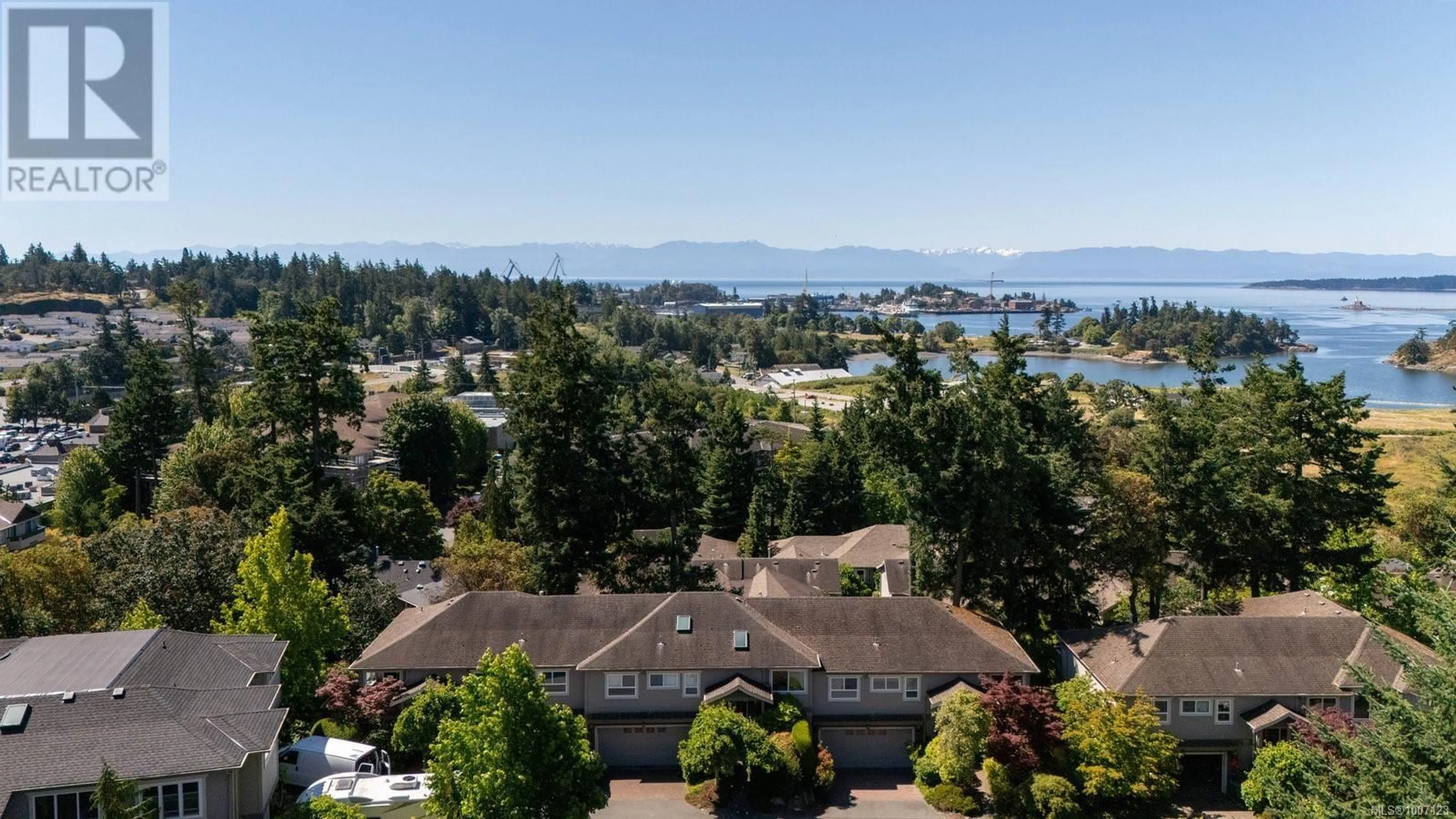 A pic from outside/outdoor area/front of a property/back of a property/a pic from drone, water/lake/river/ocean view for 59 - 118 ALDERSMITH PLACE, View Royal British Columbia V9A7M9