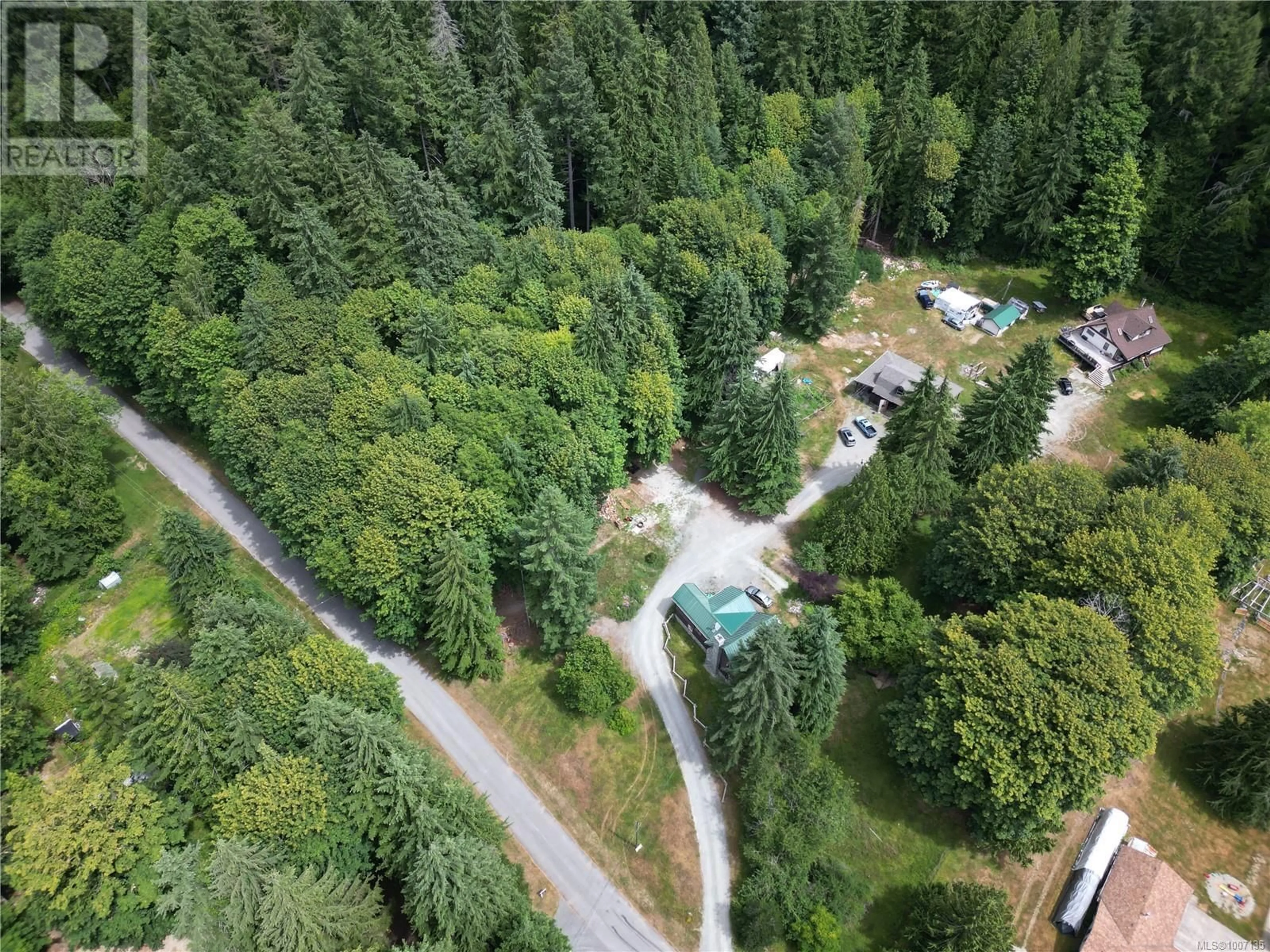 A pic from outside/outdoor area/front of a property/back of a property/a pic from drone, forest/trees view for 7421 NANTREE ROAD, Lake Cowichan British Columbia V0R2G0