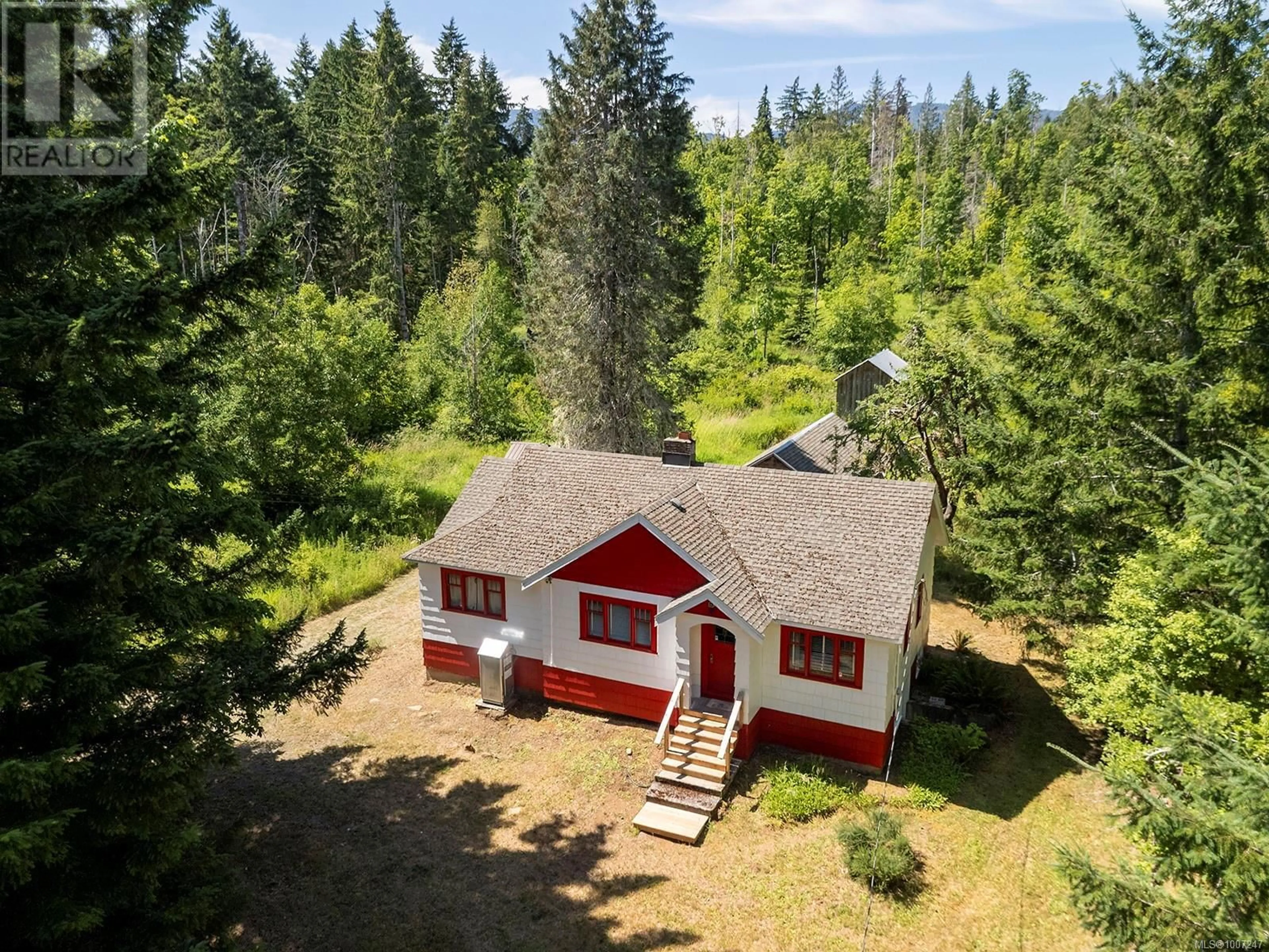 A pic from outside/outdoor area/front of a property/back of a property/a pic from drone, forest/trees view for 444 EMERTON ROAD, Fanny Bay British Columbia V0R1S0
