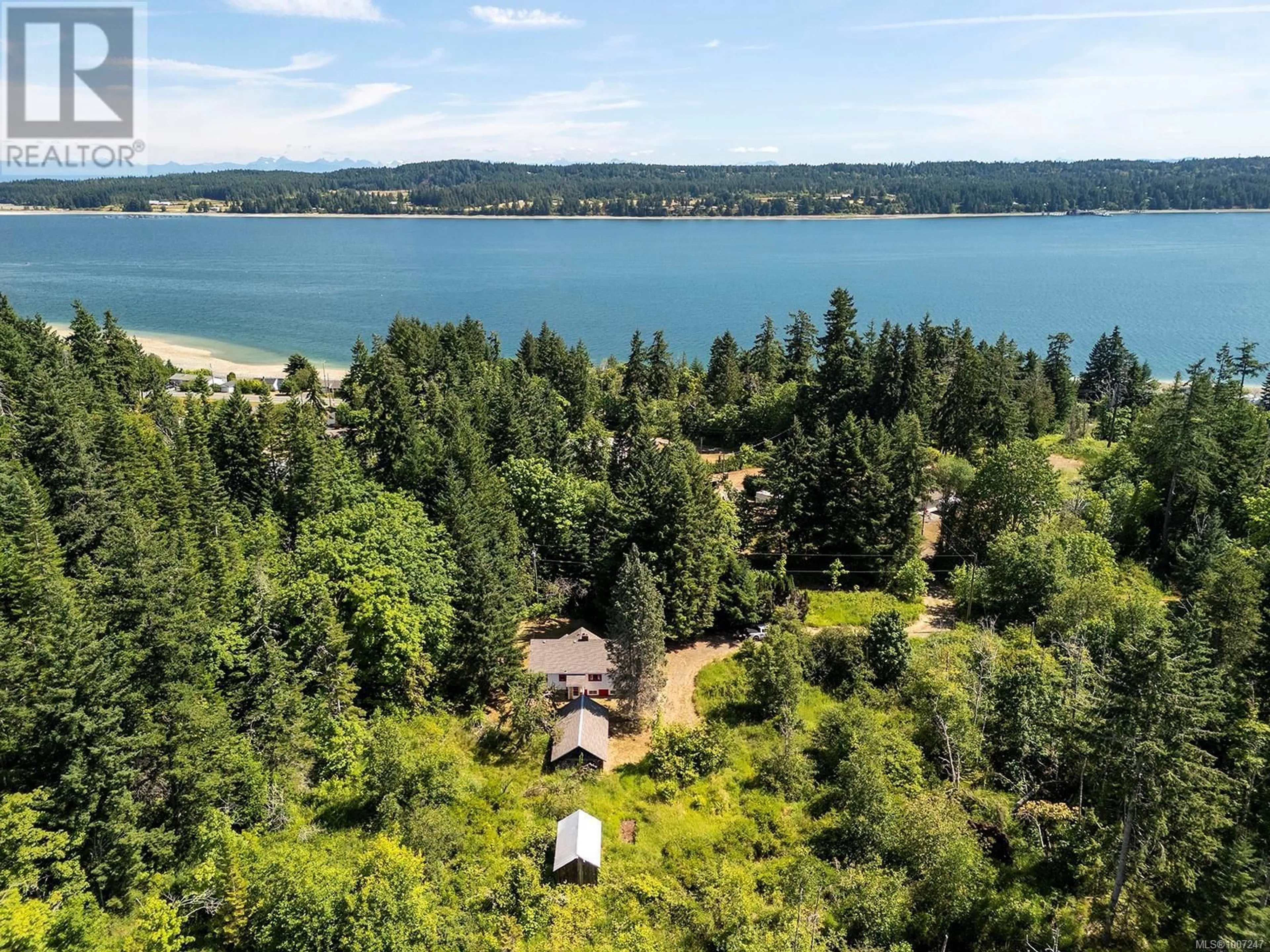 A pic from outside/outdoor area/front of a property/back of a property/a pic from drone, water/lake/river/ocean view for 444 EMERTON ROAD, Fanny Bay British Columbia V0R1S0