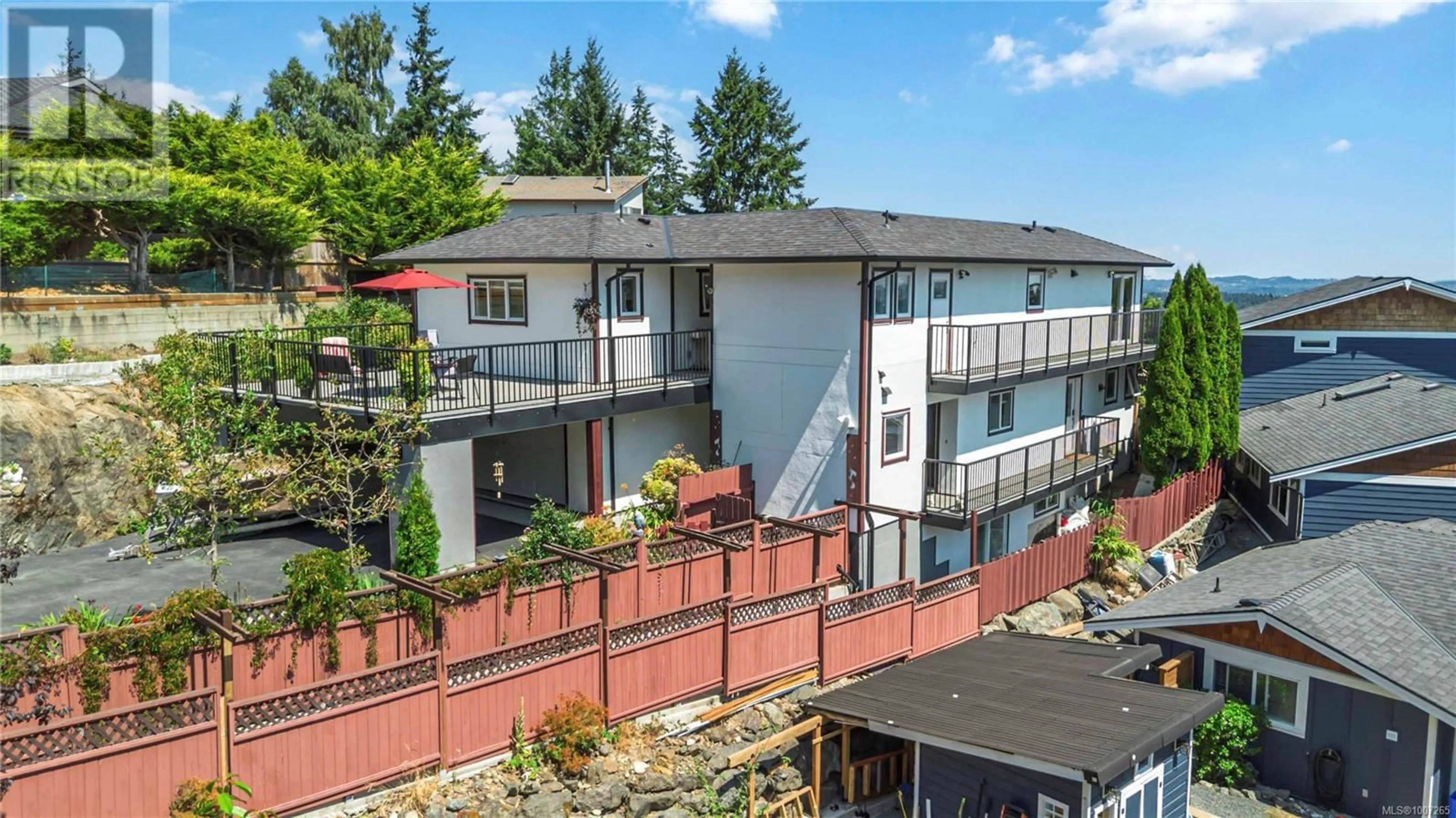 A pic from outside/outdoor area/front of a property/back of a property/a pic from drone, mountain view for 3403 KARGER TERRACE, Colwood British Columbia V9C3K4