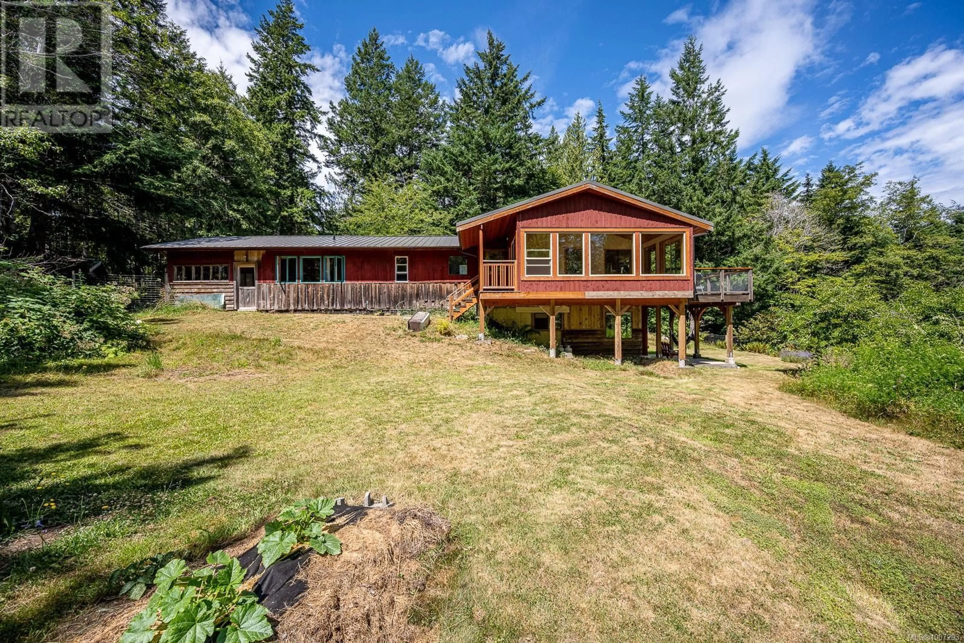 A pic from outside/outdoor area/front of a property/back of a property/a pic from drone, water/lake/river/ocean view for 9900 GREENHILL ROAD, Denman Island British Columbia V0R1T0