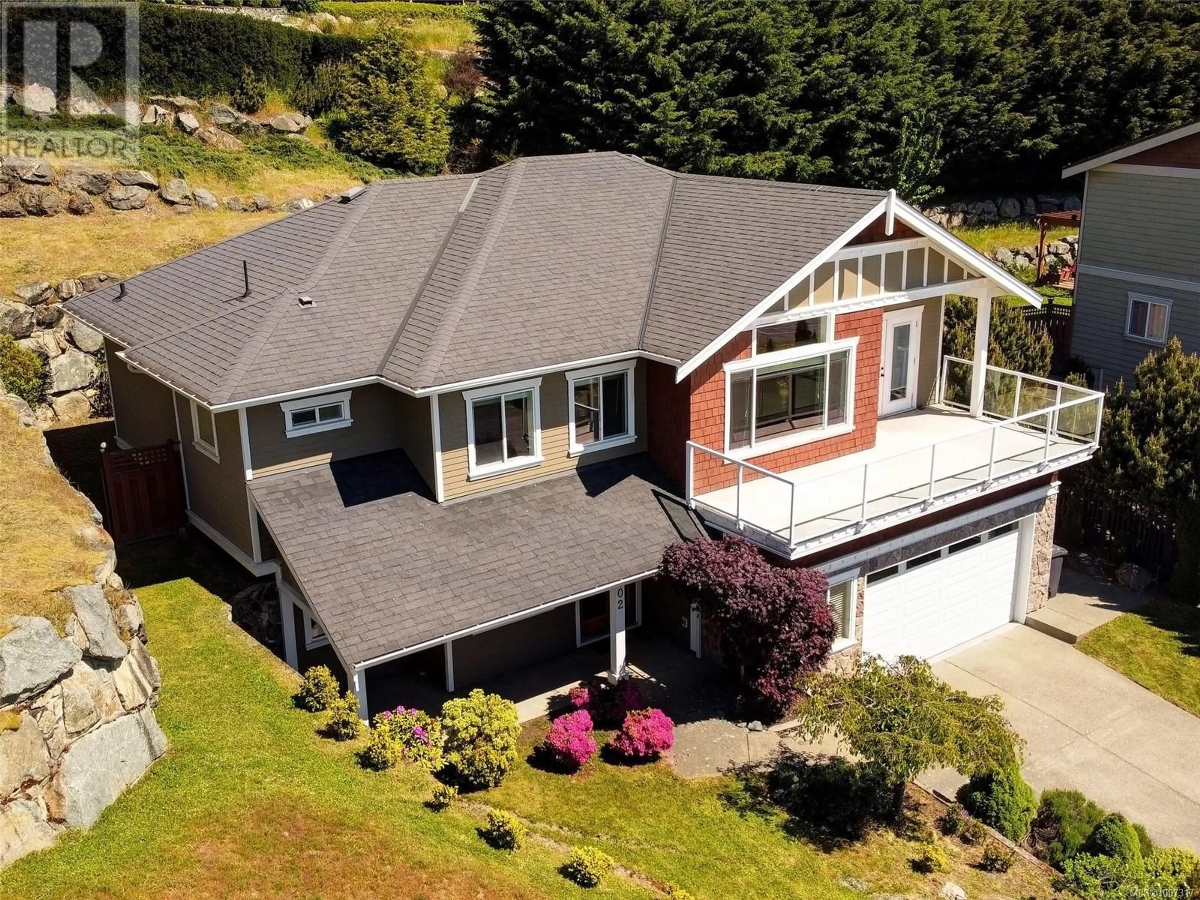A pic from outside/outdoor area/front of a property/back of a property/a pic from drone, mountain view for 402 LATORIA ROAD, Colwood British Columbia V9C4K7
