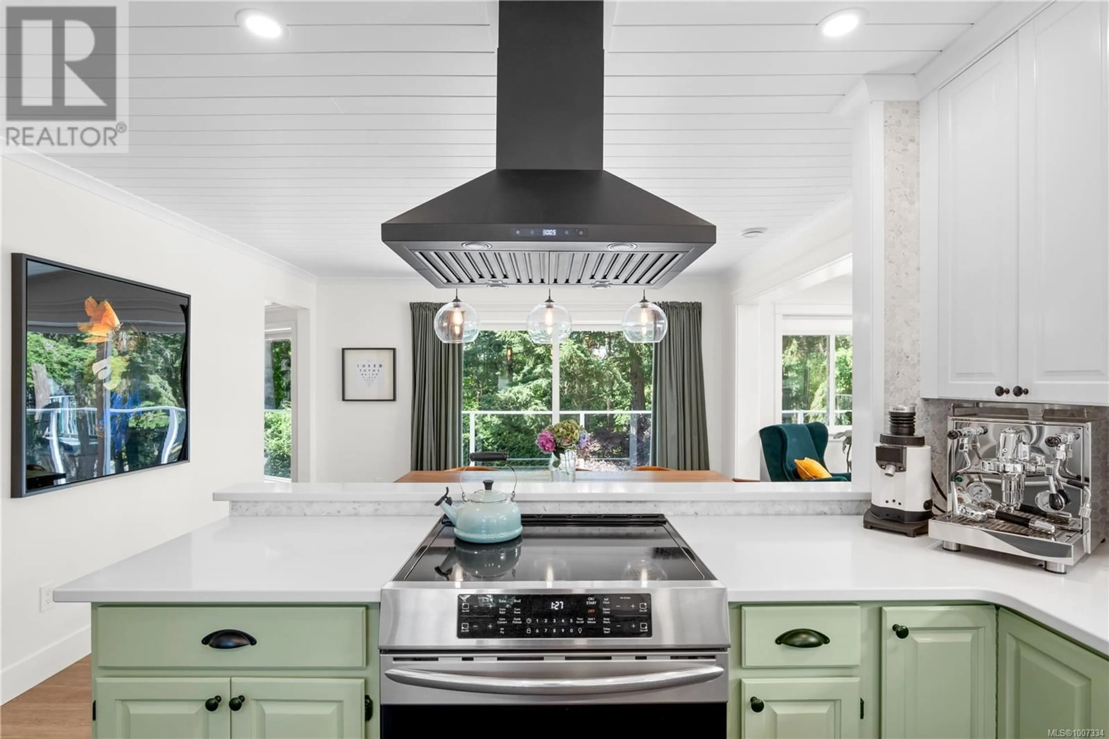 Contemporary kitchen, ceramic/tile floor for 1520 BEAVER CREEK WHARF ROAD, Nanoose Bay British Columbia V9P9C4