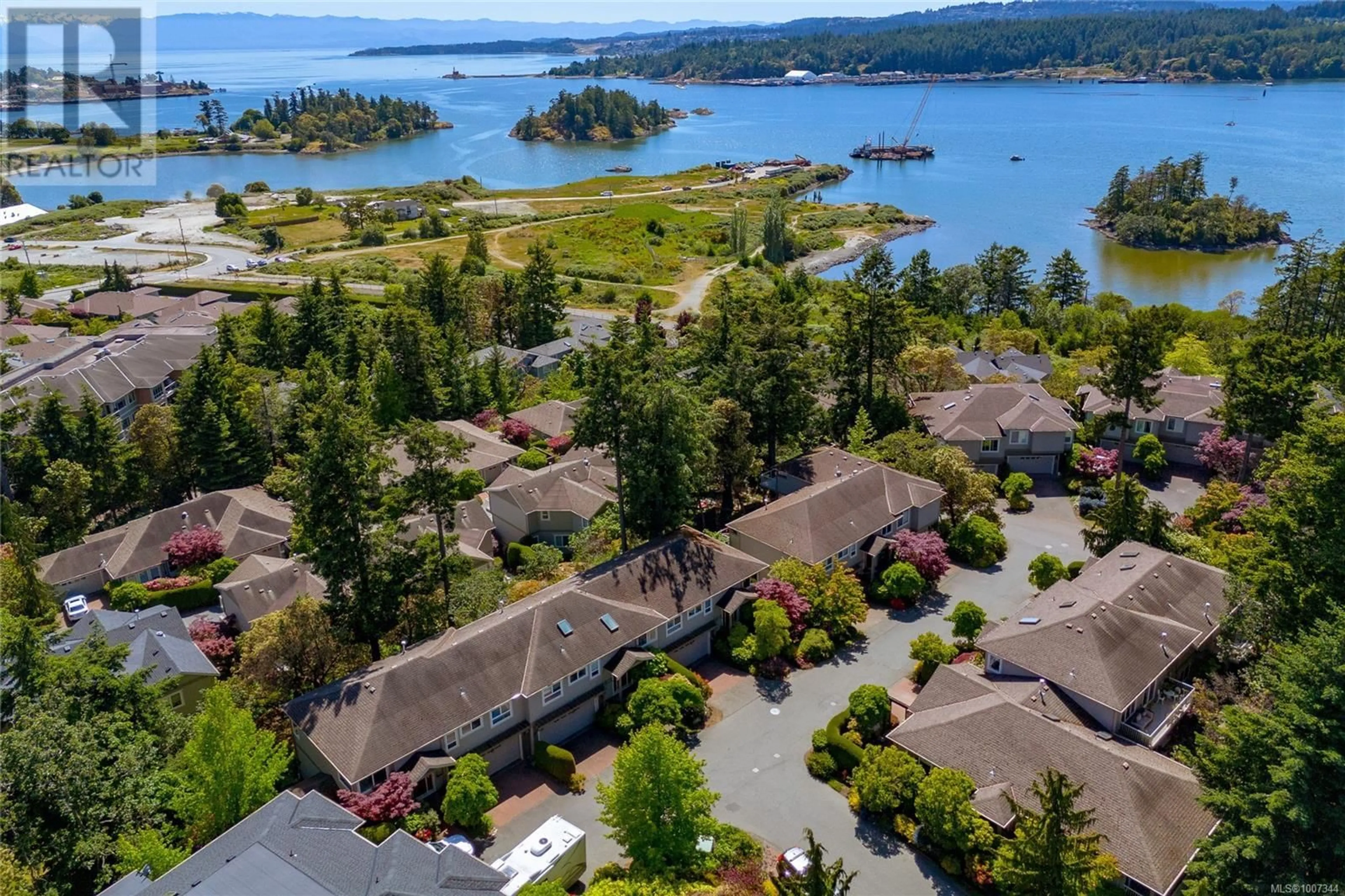 A pic from outside/outdoor area/front of a property/back of a property/a pic from drone, water/lake/river/ocean view for 58 - 118 ALDERSMITH PLACE, View Royal British Columbia V9A7M9