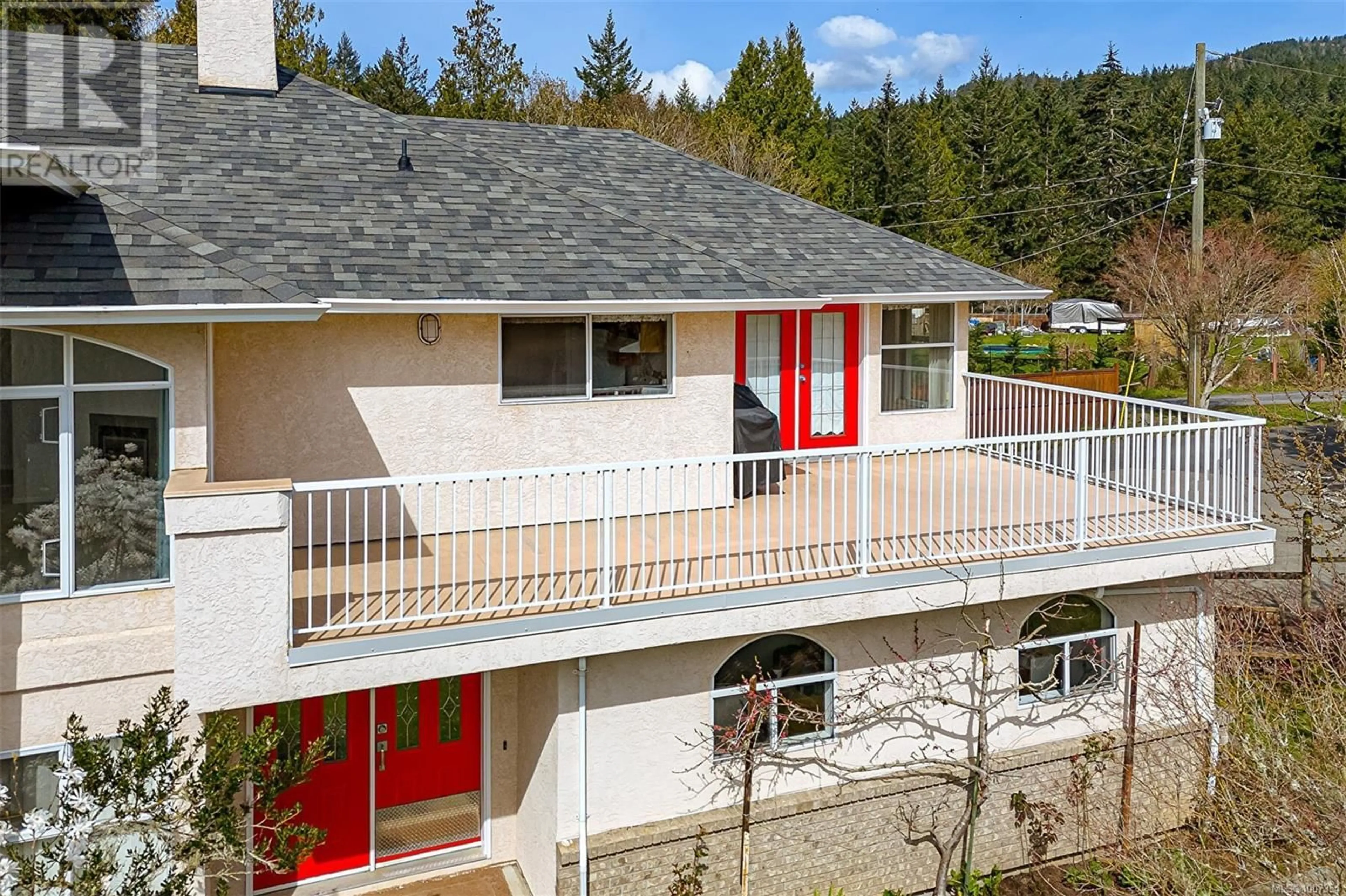 A pic from outside/outdoor area/front of a property/back of a property/a pic from drone, mountain view for 2212 AYUM ROAD, Sooke British Columbia V9Z0E7
