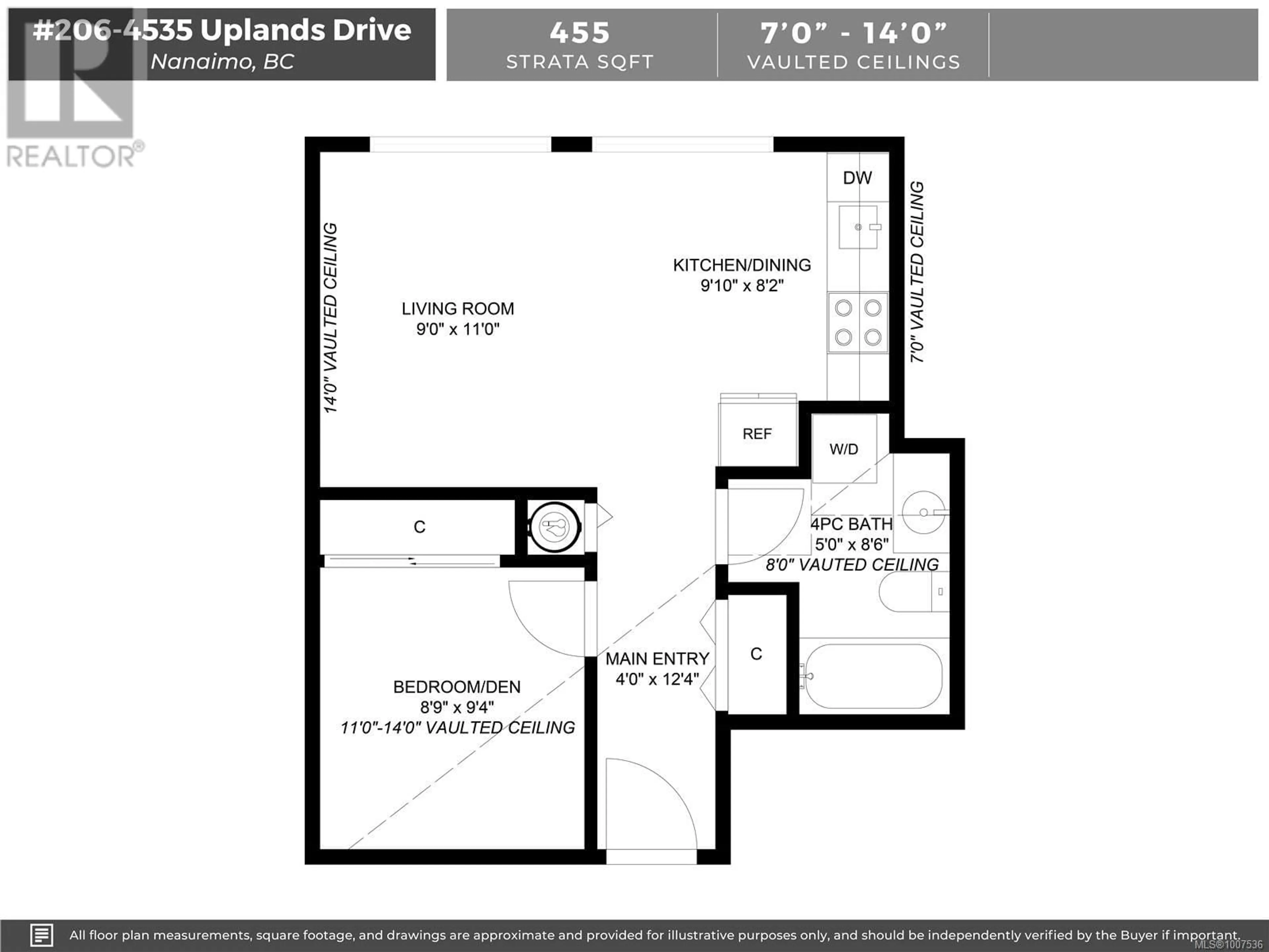 Floor plan for 206 - 4535 UPLANDS DRIVE, Nanaimo British Columbia V9T6M8