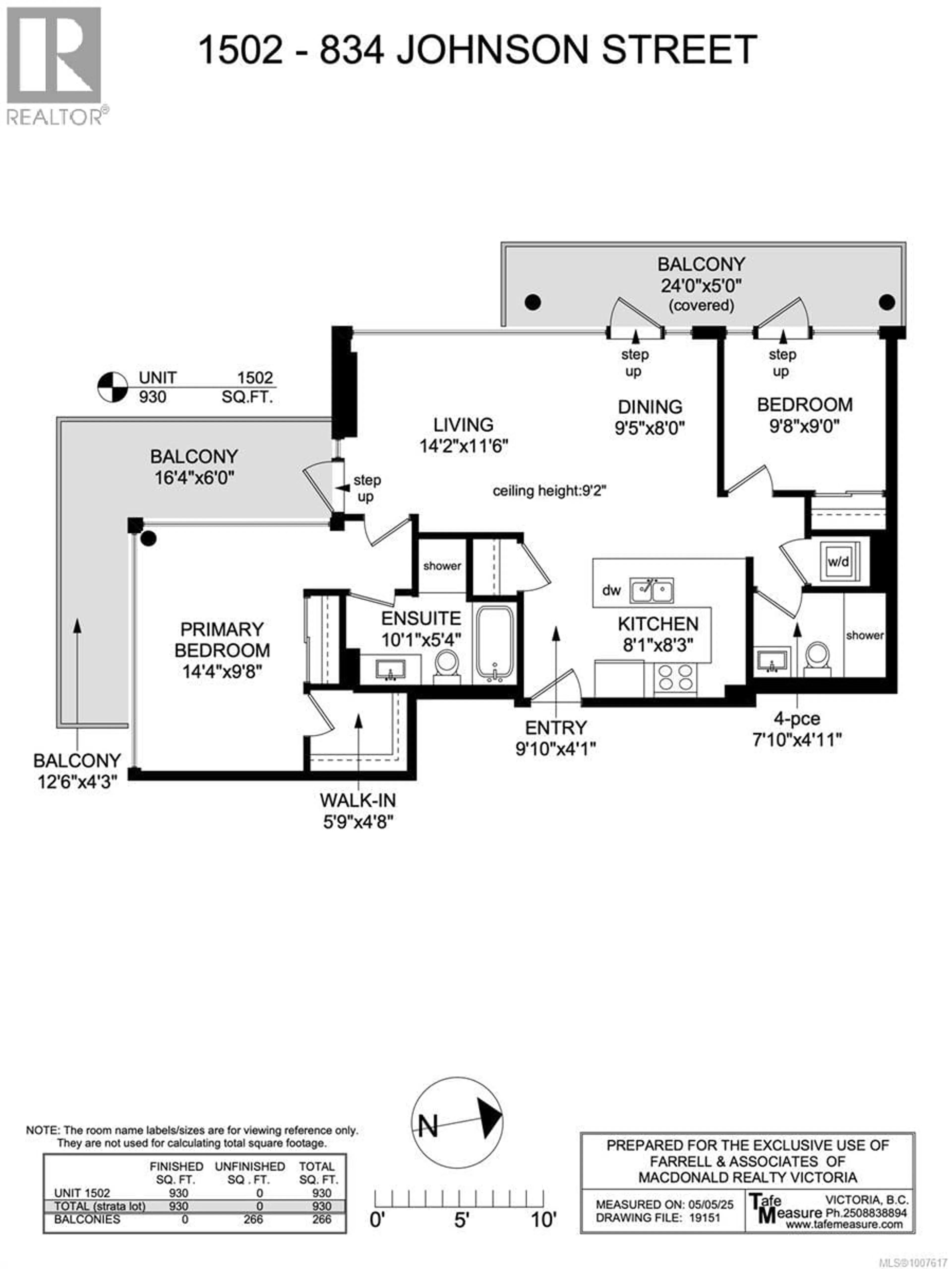 Floor plan for 1502 - 834 JOHNSON STREET, Victoria British Columbia V8W1N3