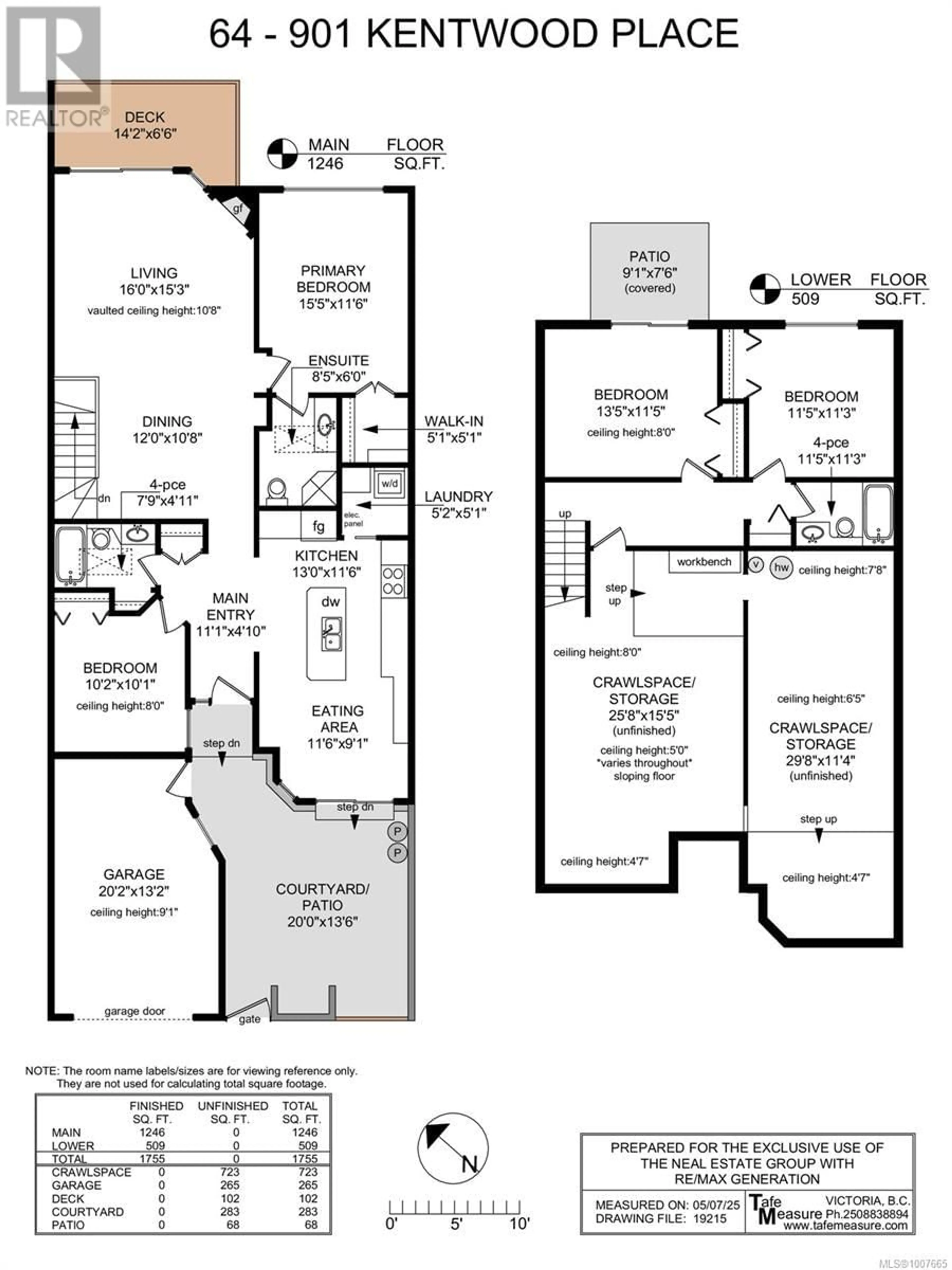 Floor plan for 64 - 901 KENTWOOD LANE, Saanich British Columbia V8Y2Y6