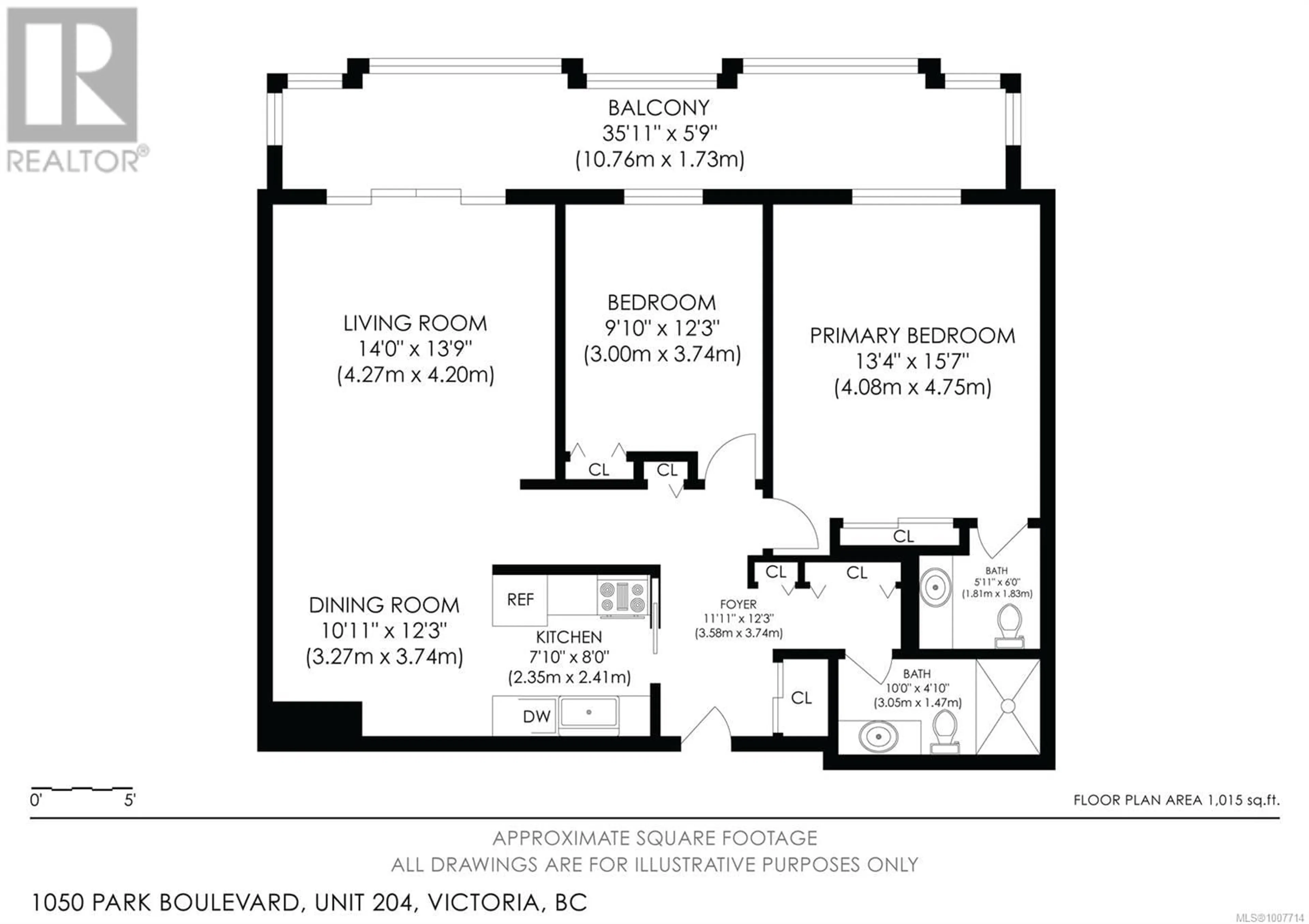 Floor plan for 204 - 1050 PARK BOULEVARD, Victoria British Columbia V8V2T4