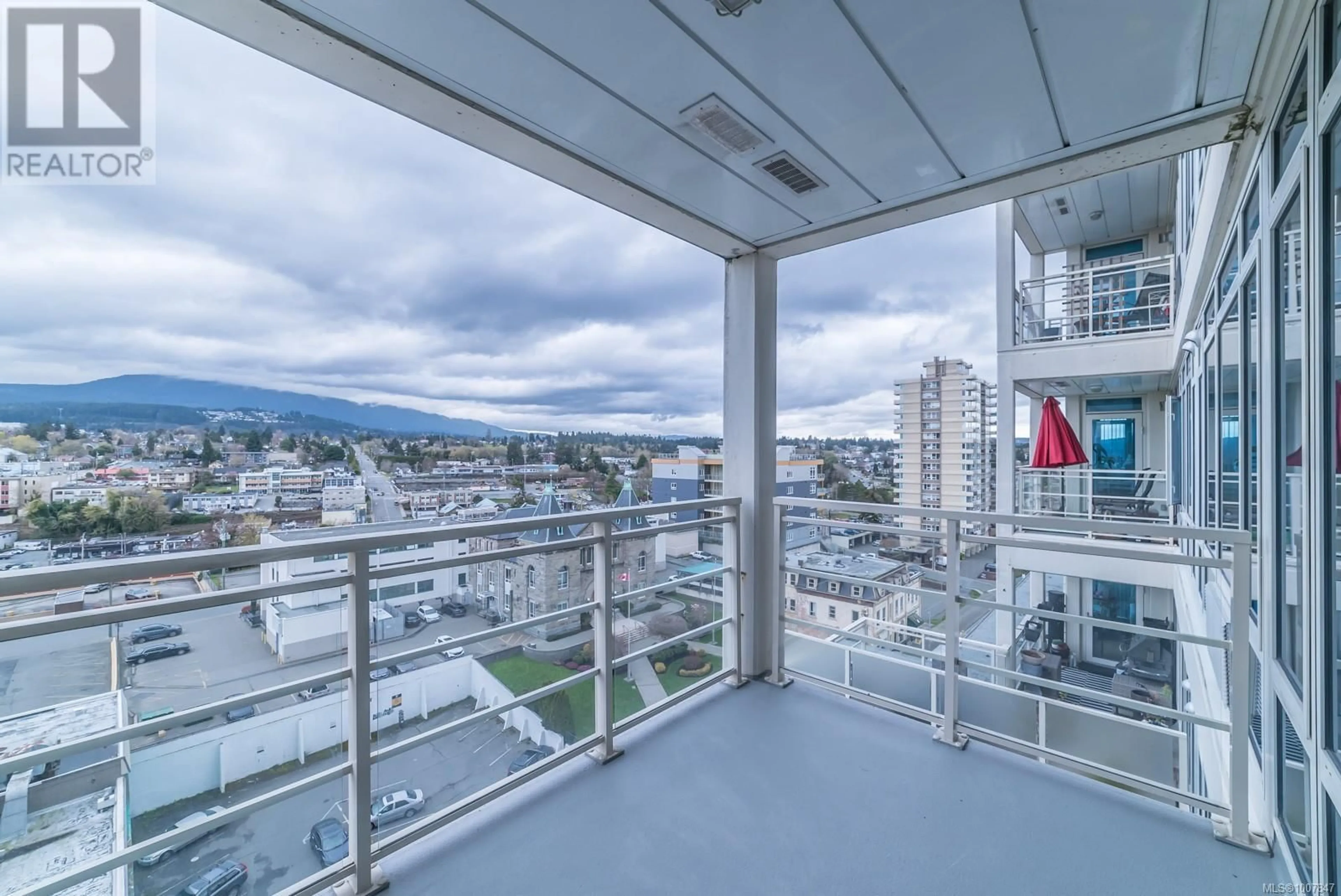 Balcony in the apartment, city buildings view from balcony for 903 - 38 FRONT STREET, Nanaimo British Columbia V9R0B8