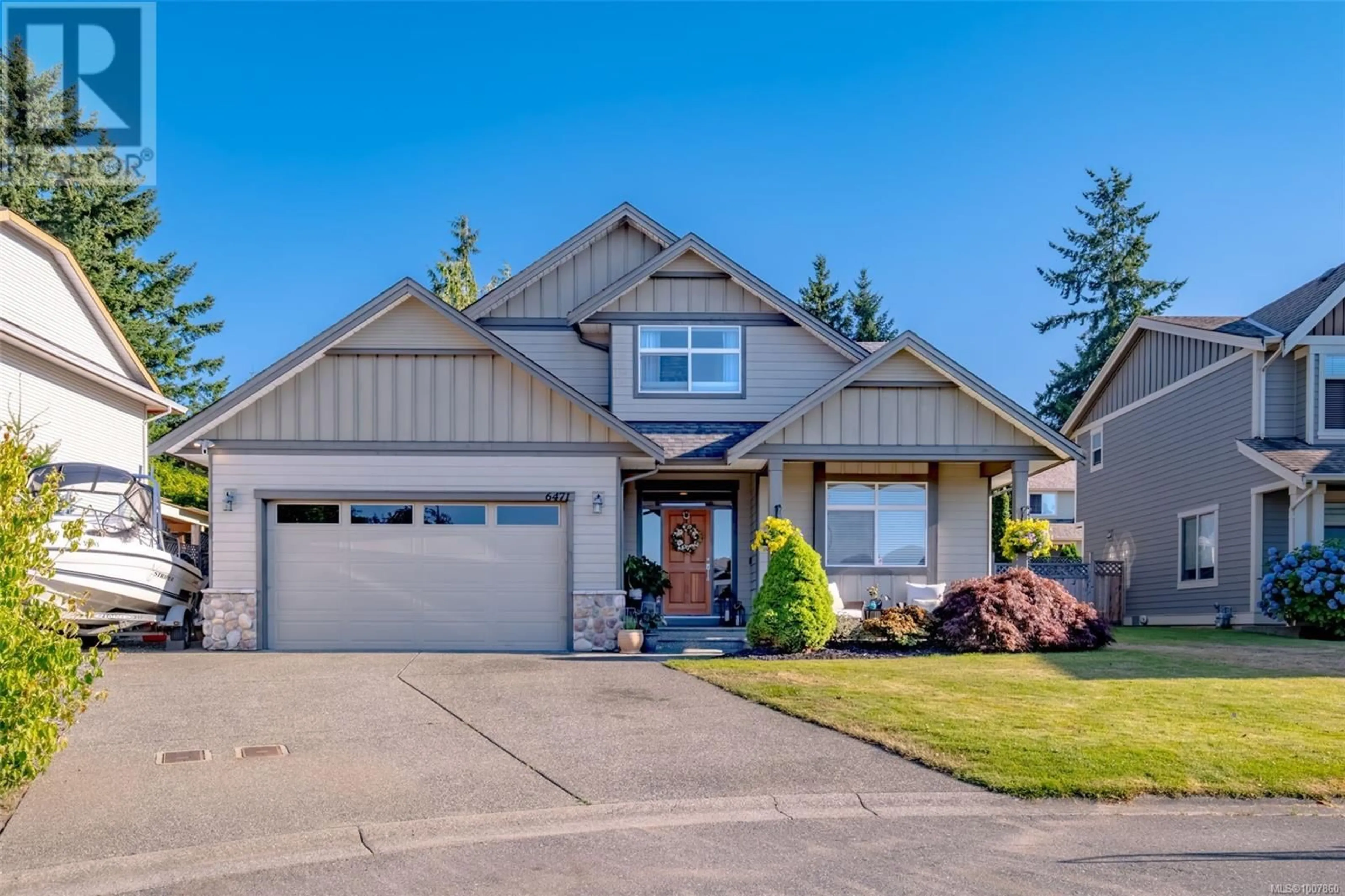 Home with vinyl exterior material, street for 6471 THORNWOOD PLACE, Nanaimo British Columbia V9V1V9