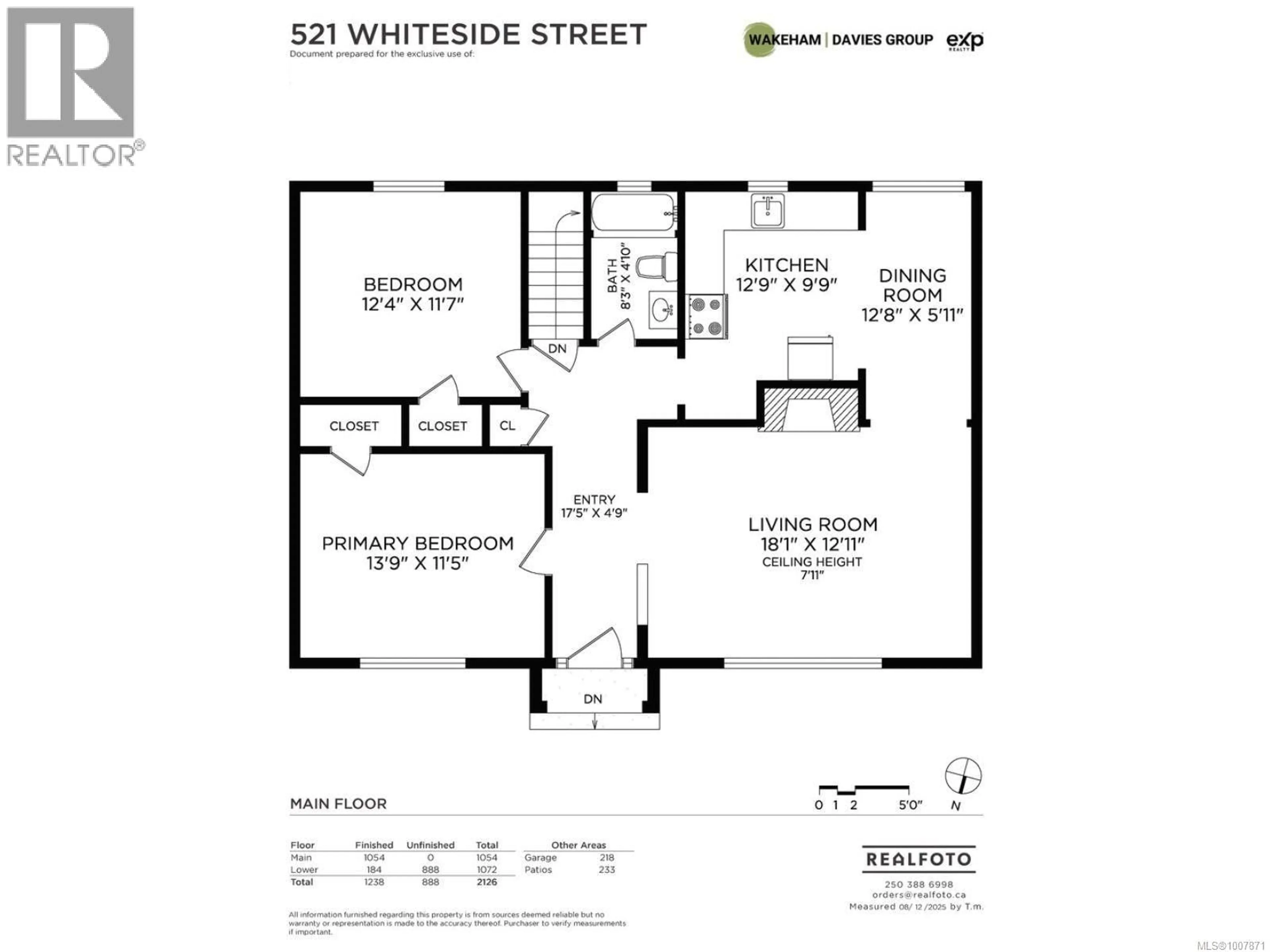 Floor plan for 521 WHITESIDE STREET, Saanich British Columbia V8Z1Y3