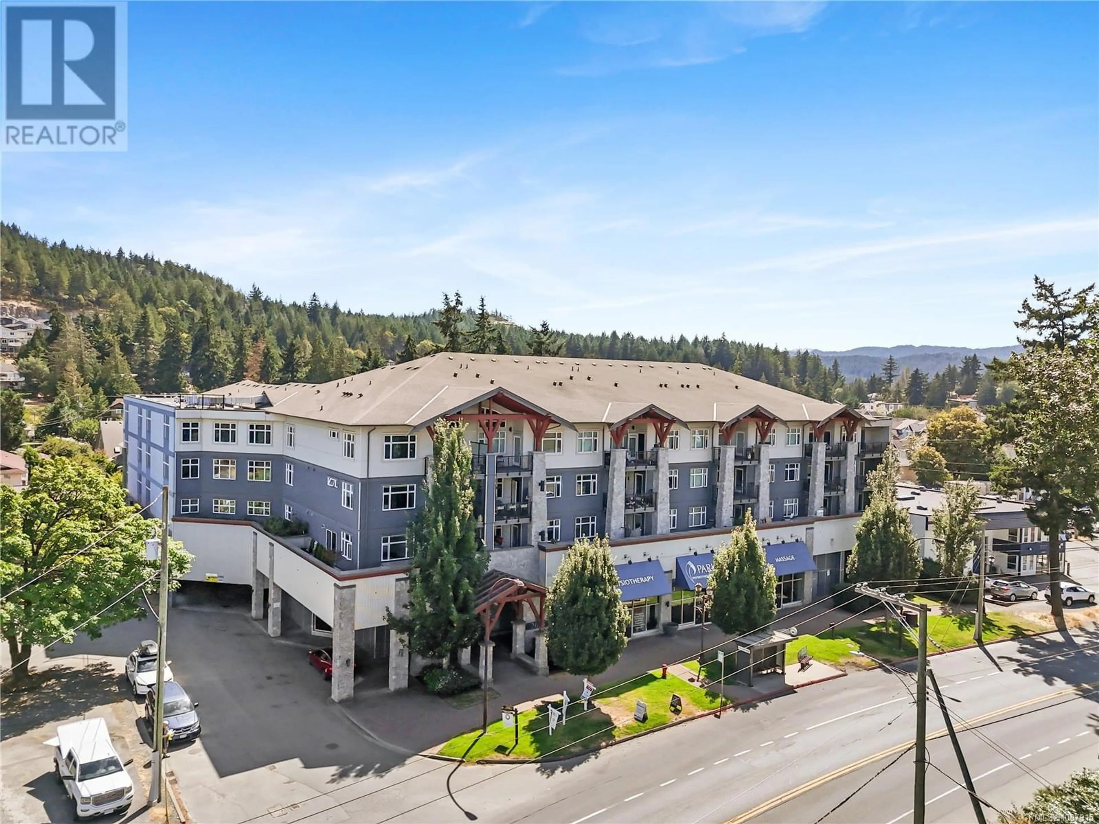A pic from outside/outdoor area/front of a property/back of a property/a pic from drone, mountain view for 313 - 2655 SOOKE ROAD, Langford British Columbia V9B1Y3