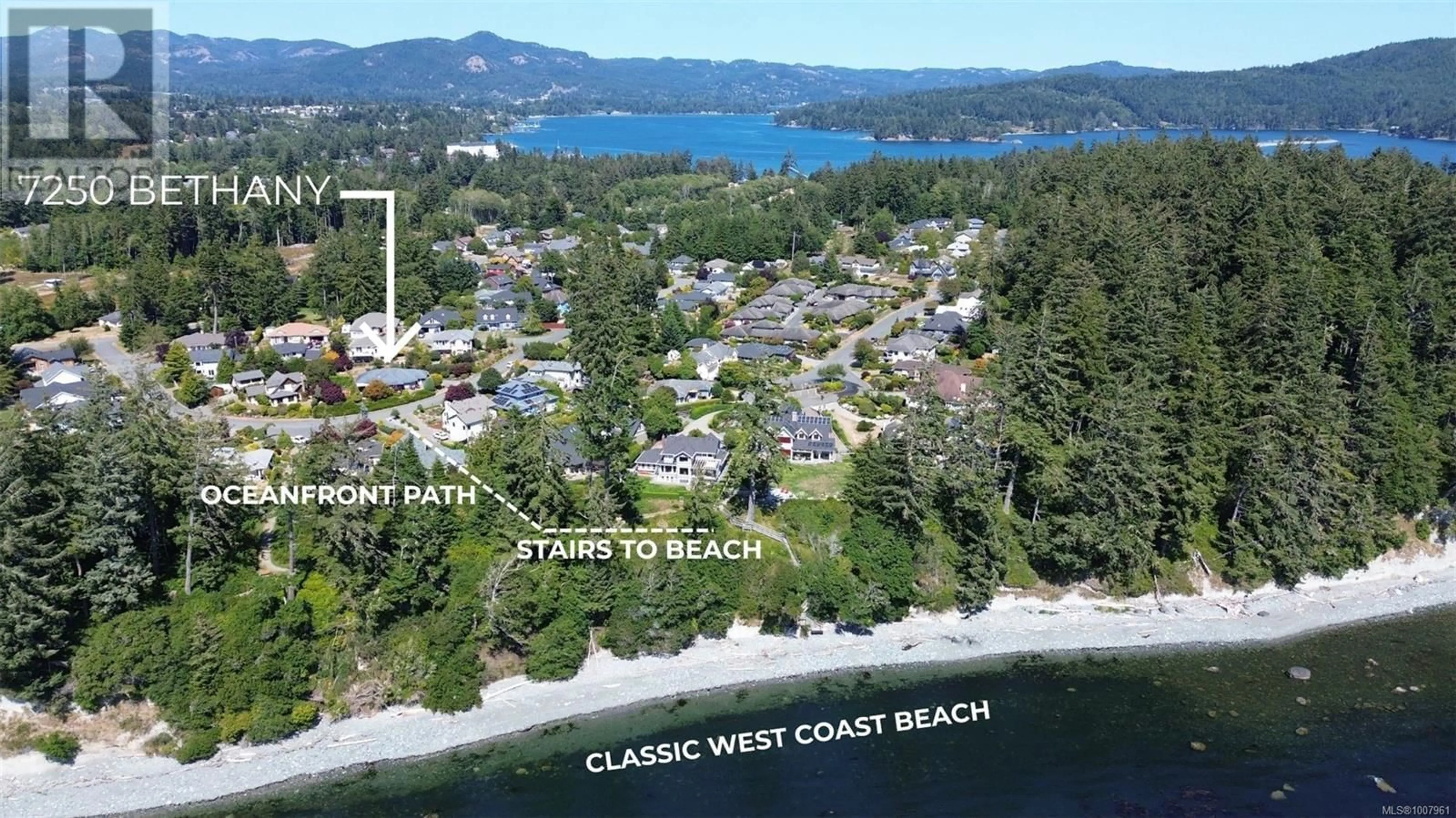 A pic from outside/outdoor area/front of a property/back of a property/a pic from drone, water/lake/river/ocean view for 7250 BETHANY PLACE, Sooke British Columbia V9Z0S8