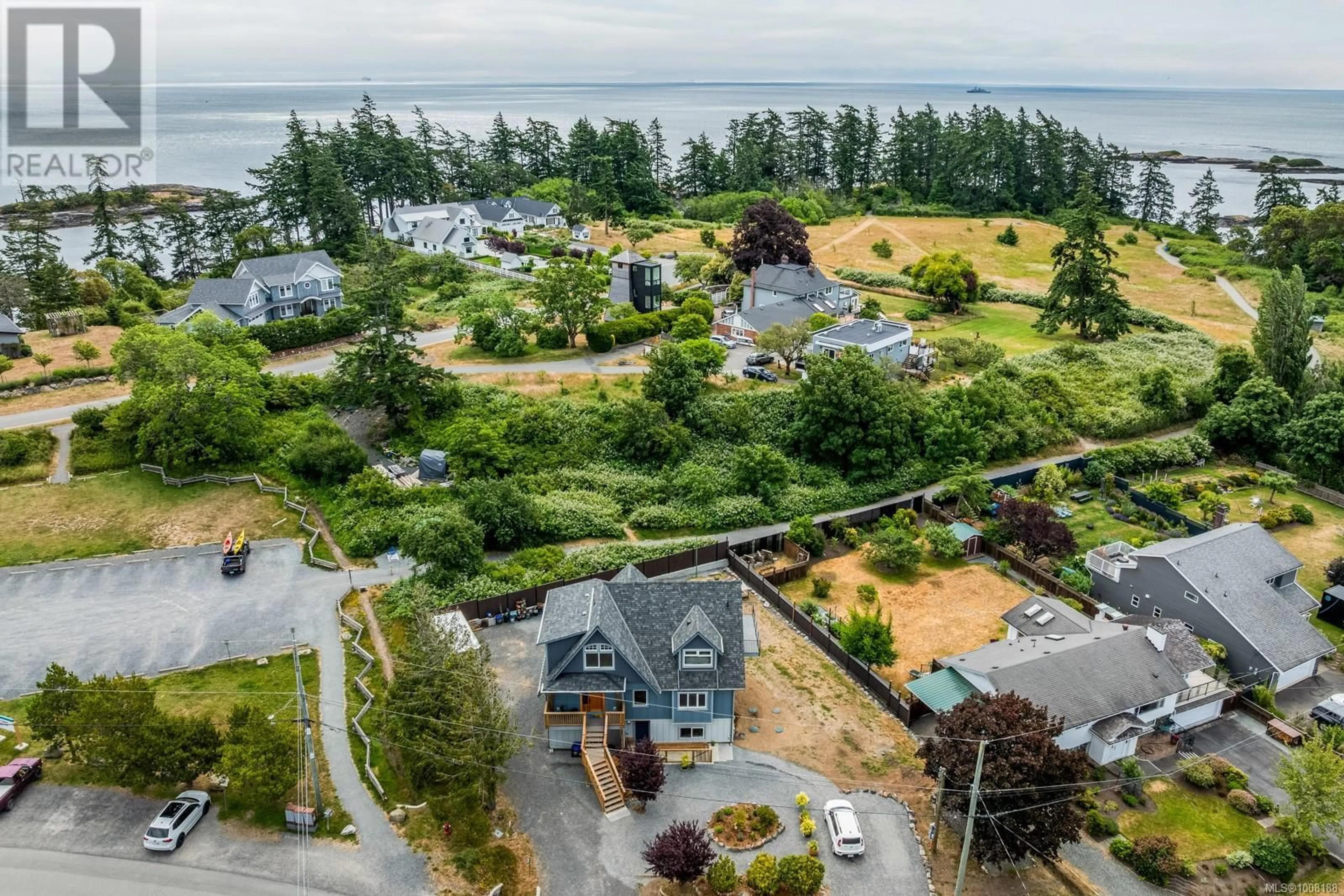 A pic from outside/outdoor area/front of a property/back of a property/a pic from drone, water/lake/river/ocean view for 90 BRADENE ROAD, Metchosin British Columbia V9C4B1