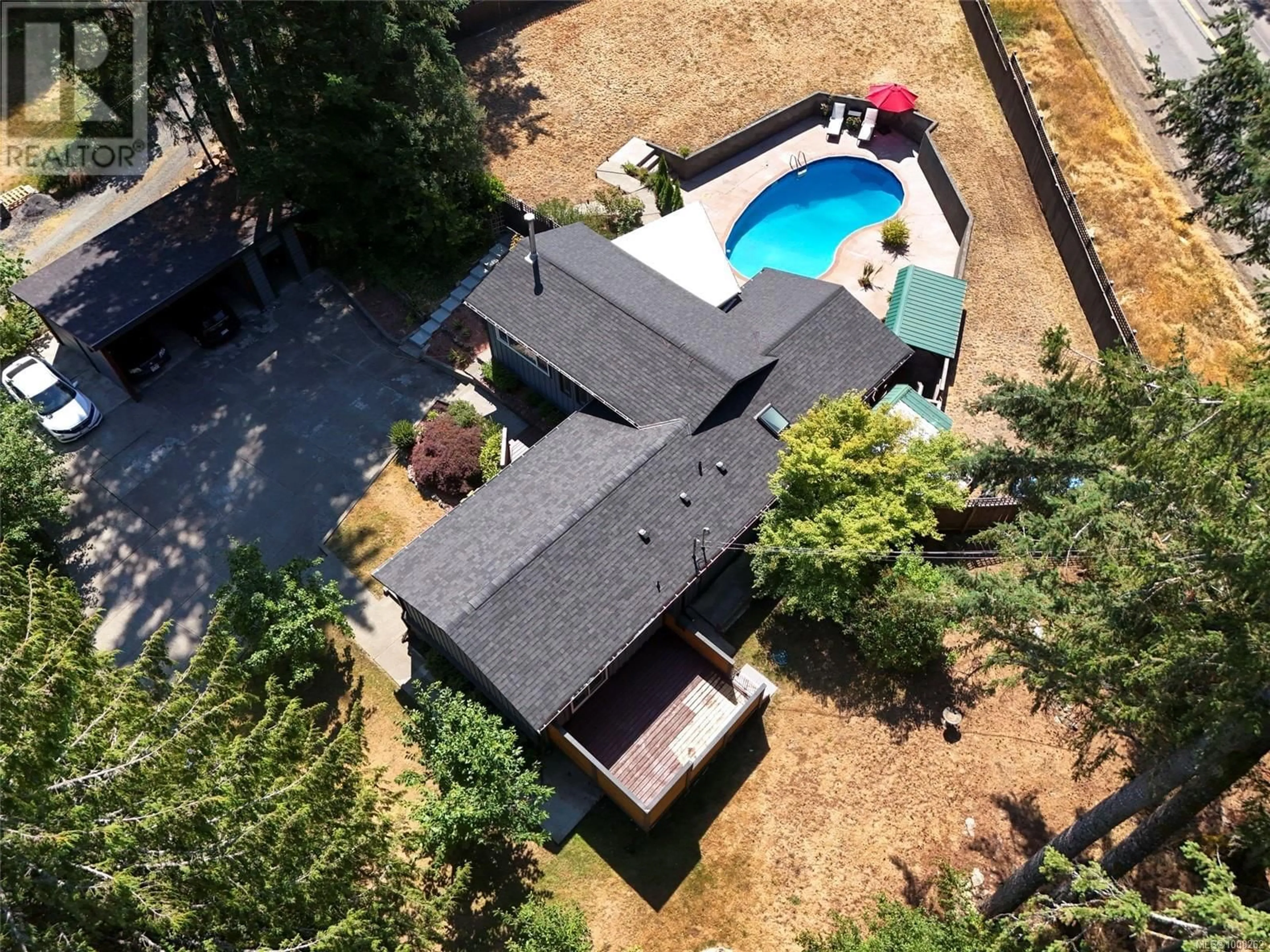 A pic from outside/outdoor area/front of a property/back of a property/a pic from drone, unknown for 2350 KEWS ROAD, Shawnigan Lake British Columbia V0R2W3