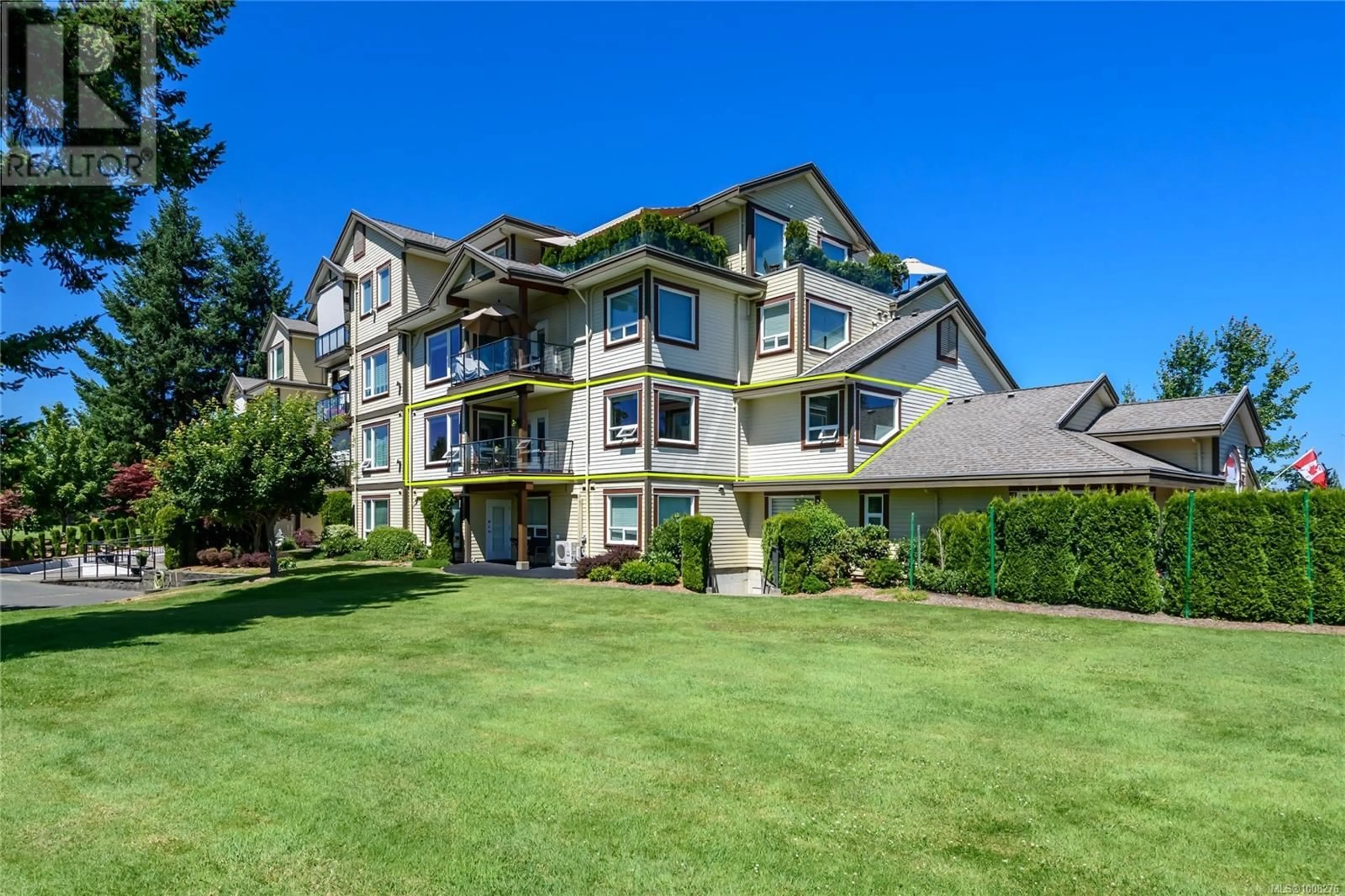 A pic from outside/outdoor area/front of a property/back of a property/a pic from drone, unknown for 225 - 3666 ROYAL VISTA WAY, Courtenay British Columbia V9N9X8