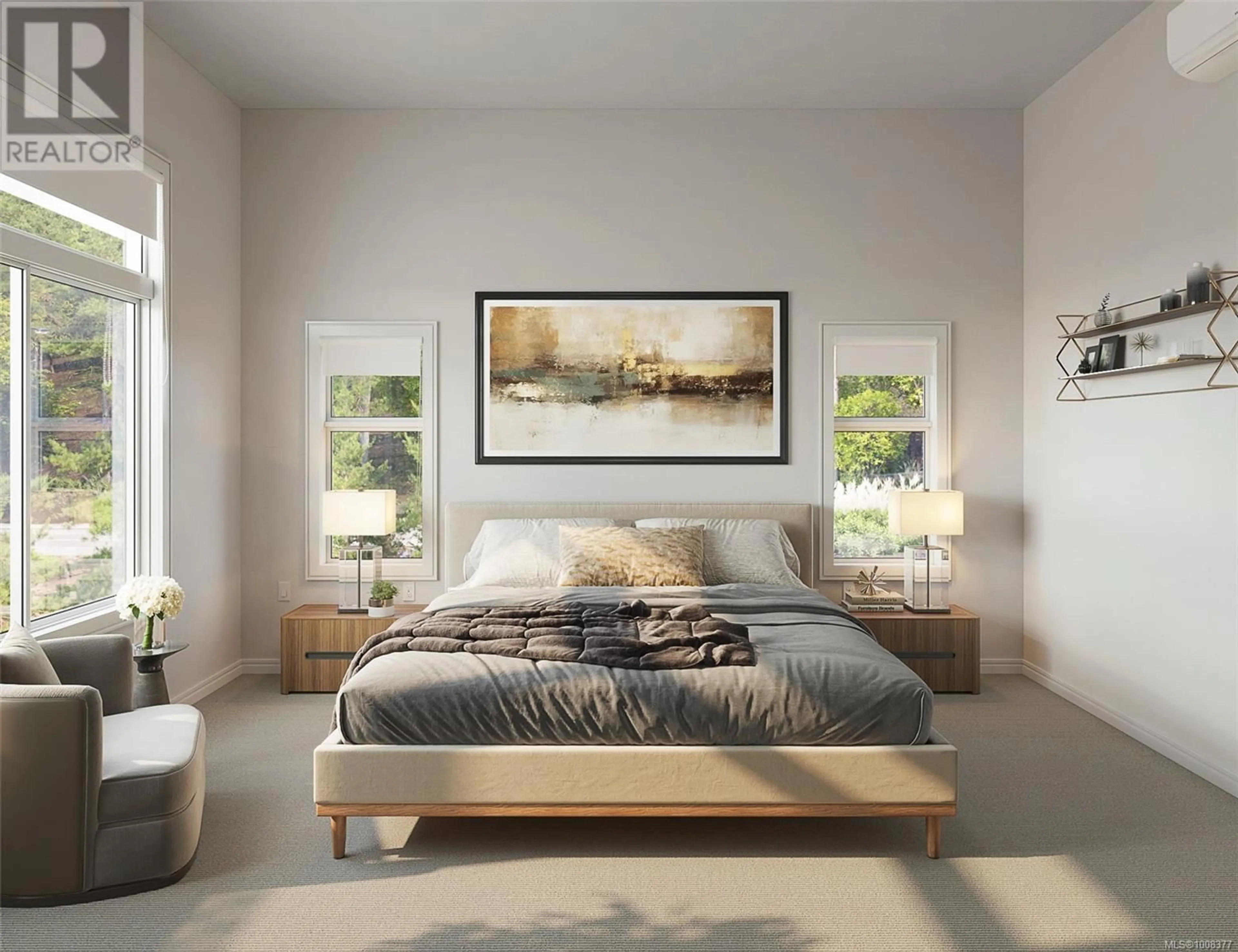 Bedroom with bed, wood/laminate floor for 2510 BRONZITE PLACE, Langford British Columbia V9B7E2