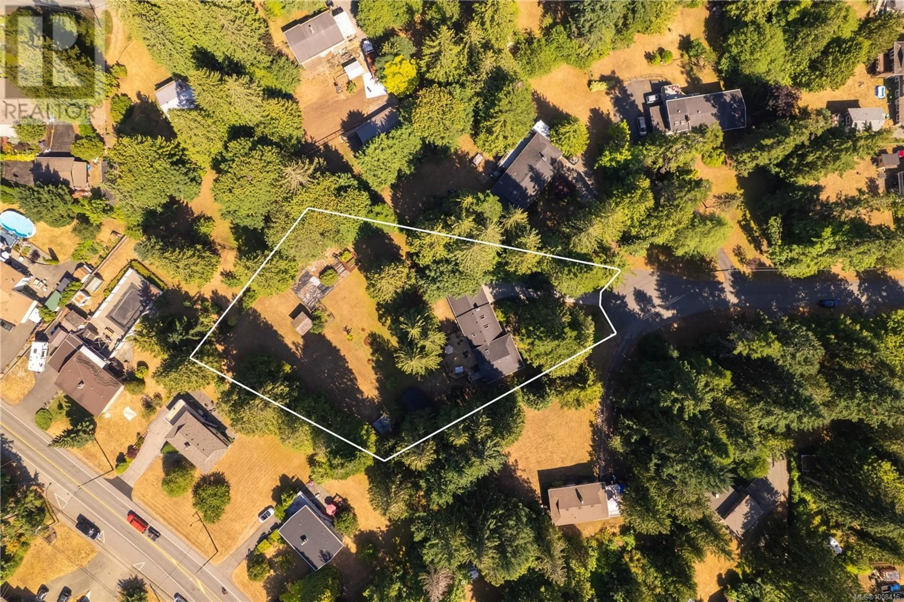 A pic from outside/outdoor area/front of a property/back of a property/a pic from drone, forest/trees view for 18 TEDWIN CRESCENT, Nanaimo British Columbia V9X1C4
