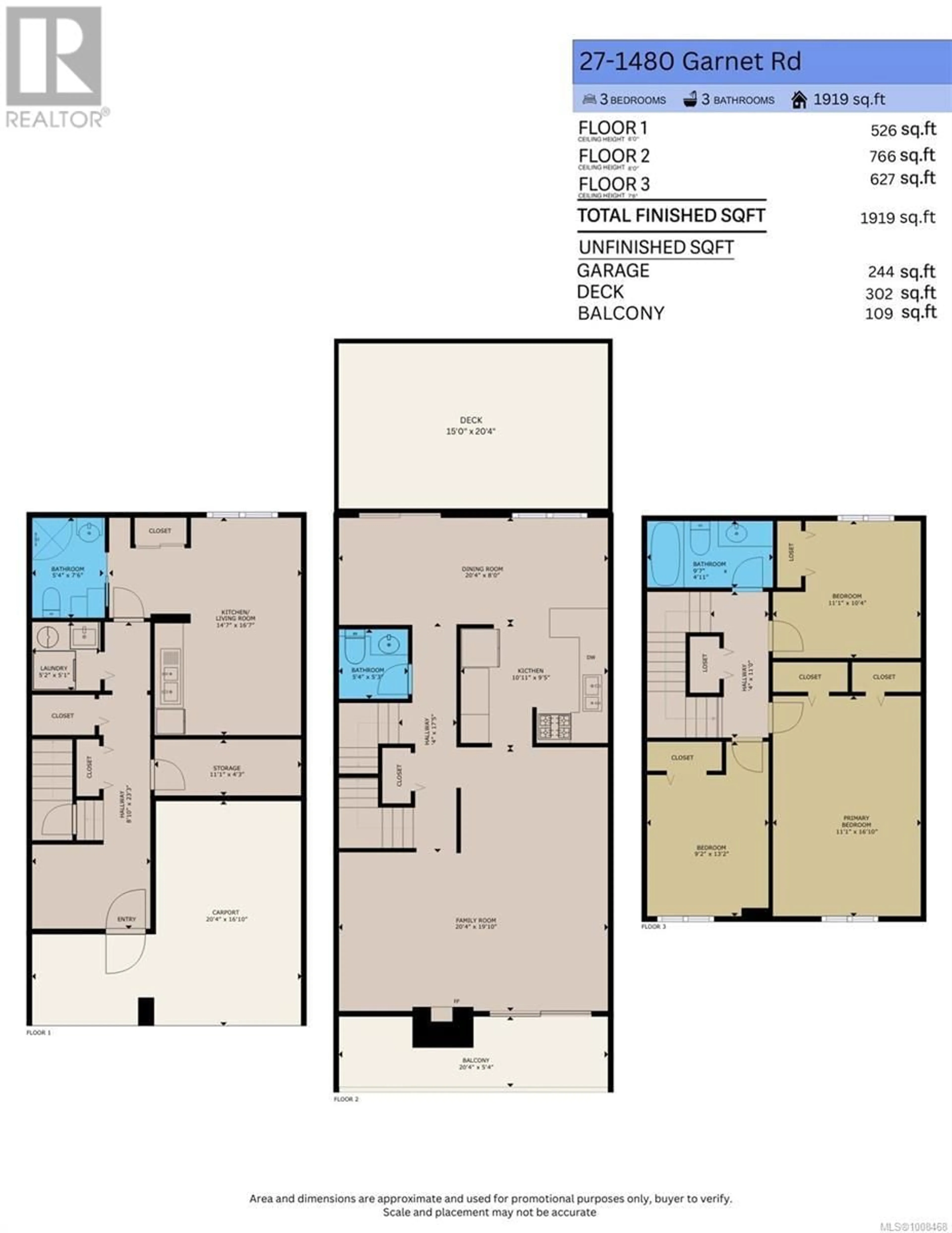 Floor plan for 27 - 1480 GARNET ROAD, Saanich British Columbia V8P5K9