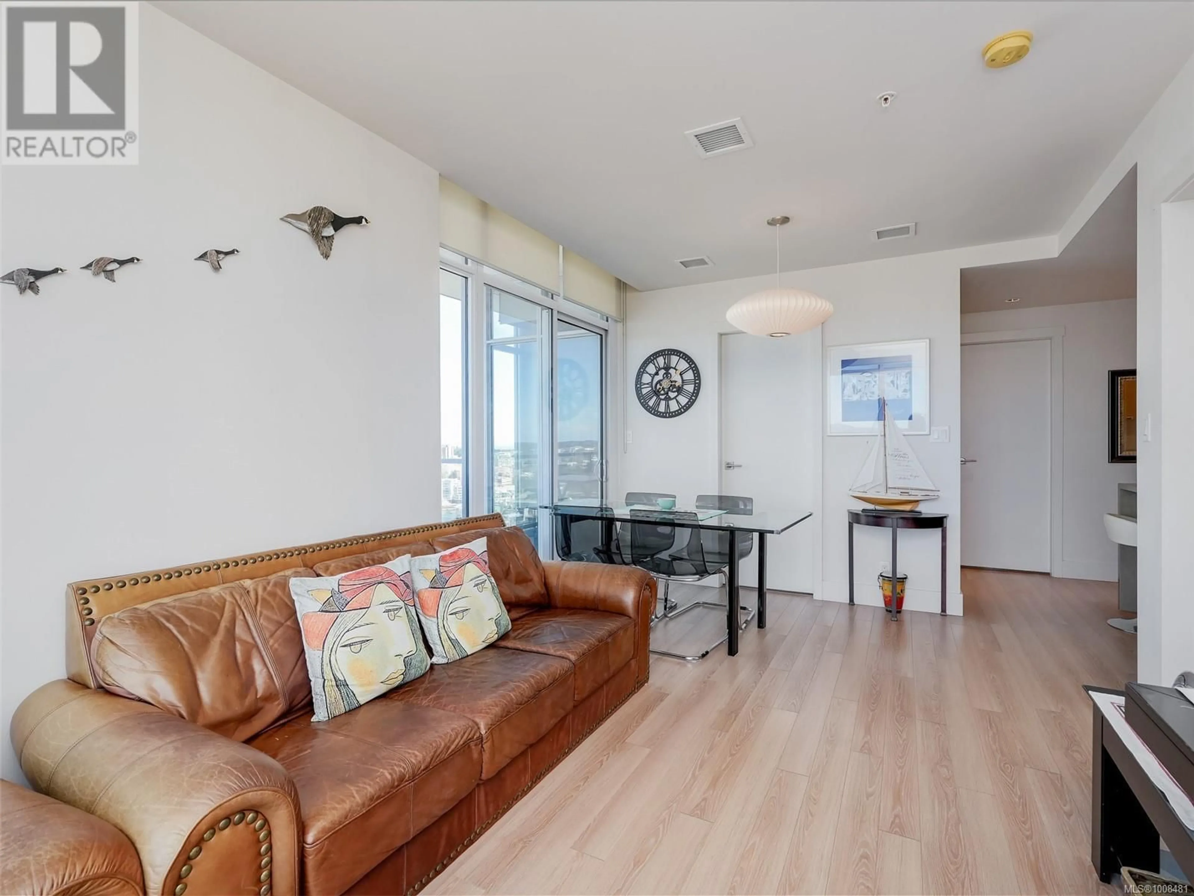 Living room with furniture, wood/laminate floor for 1705 - 83 SAGHALIE ROAD, Victoria British Columbia V9A0E7