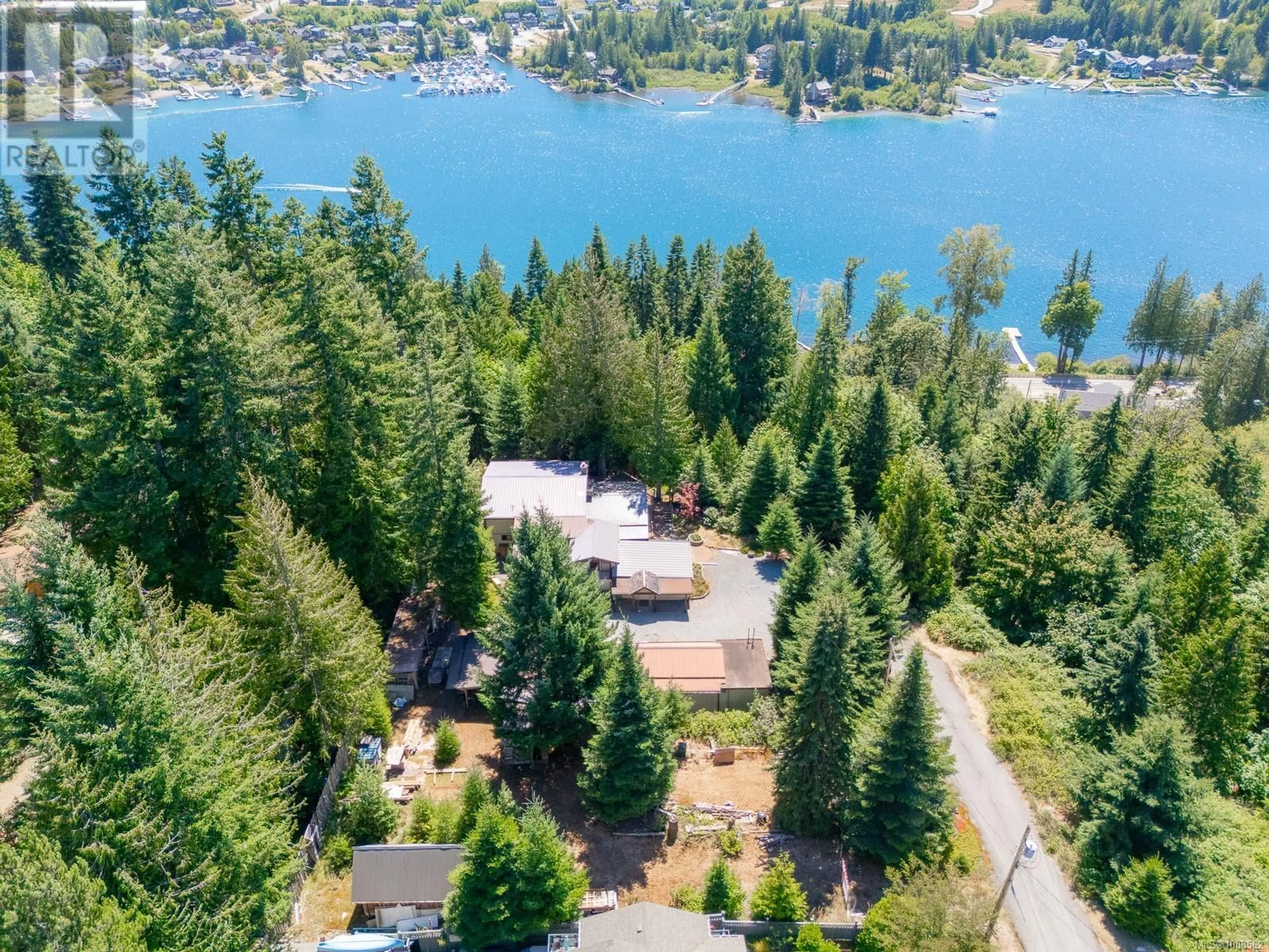 A pic from outside/outdoor area/front of a property/back of a property/a pic from drone, water/lake/river/ocean view for 300&304 DEER ROAD, Lake Cowichan British Columbia V0R2G0