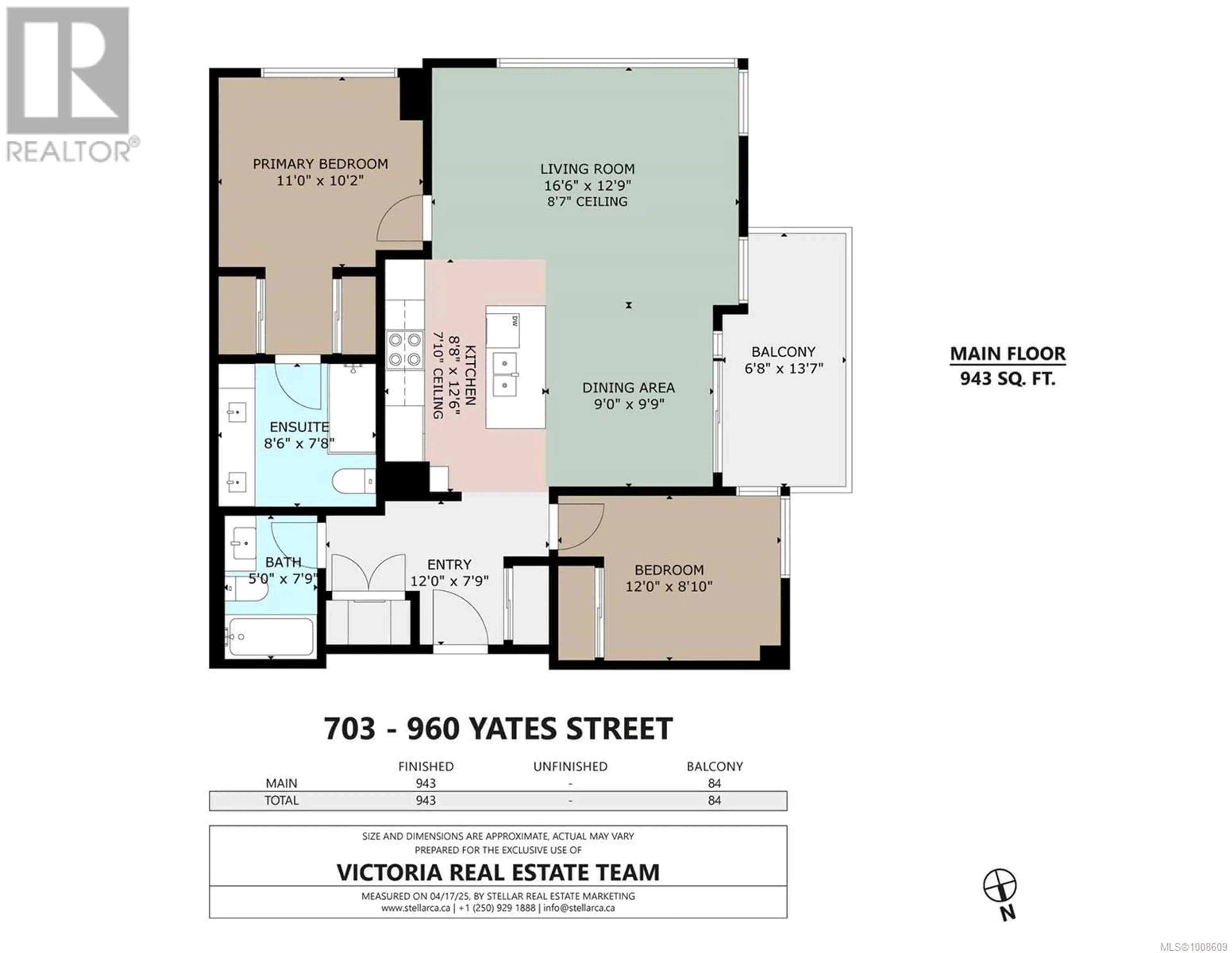 Floor plan for 703 - 960 YATES STREET, Victoria British Columbia V8V3M3