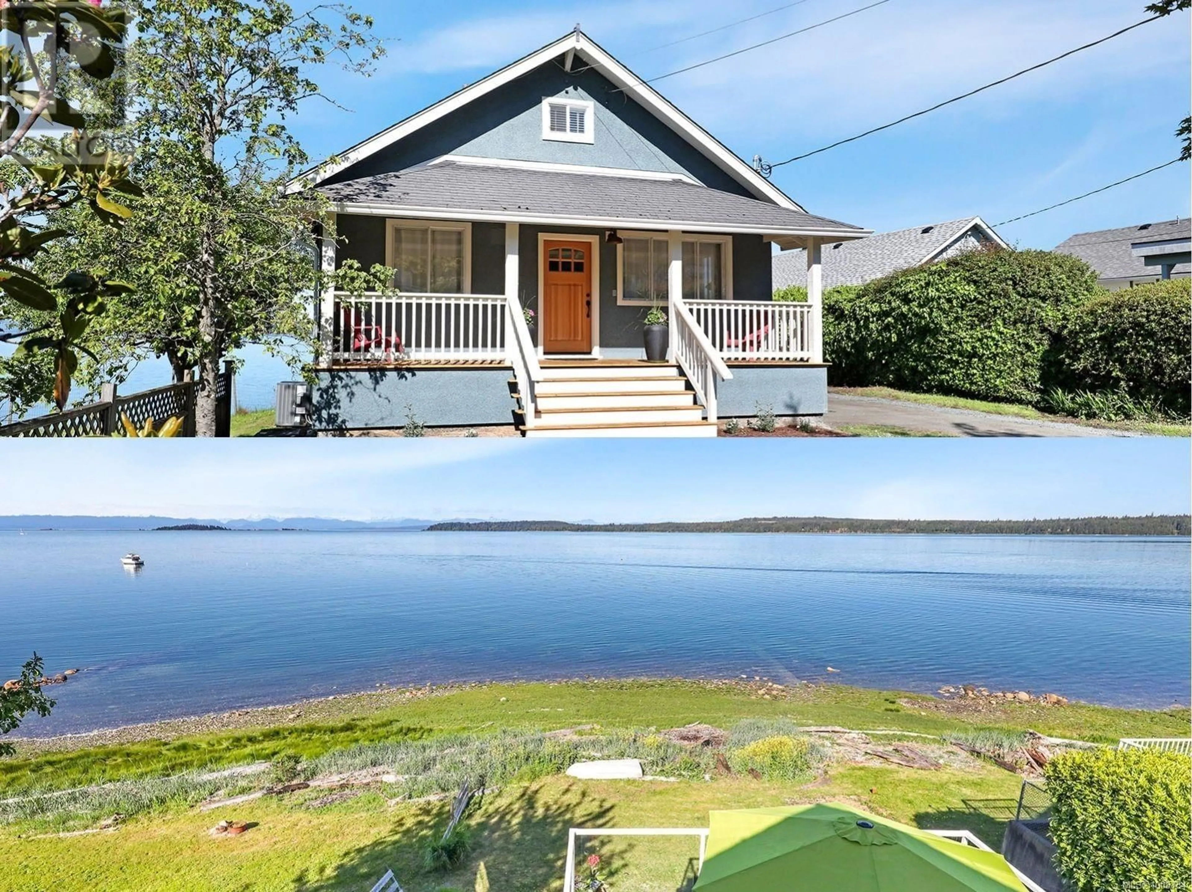 A pic from outside/outdoor area/front of a property/back of a property/a pic from drone, water/lake/river/ocean view for 5632 ISLAND HIGHWAY SOUTH, Union Bay British Columbia V0R1S0
