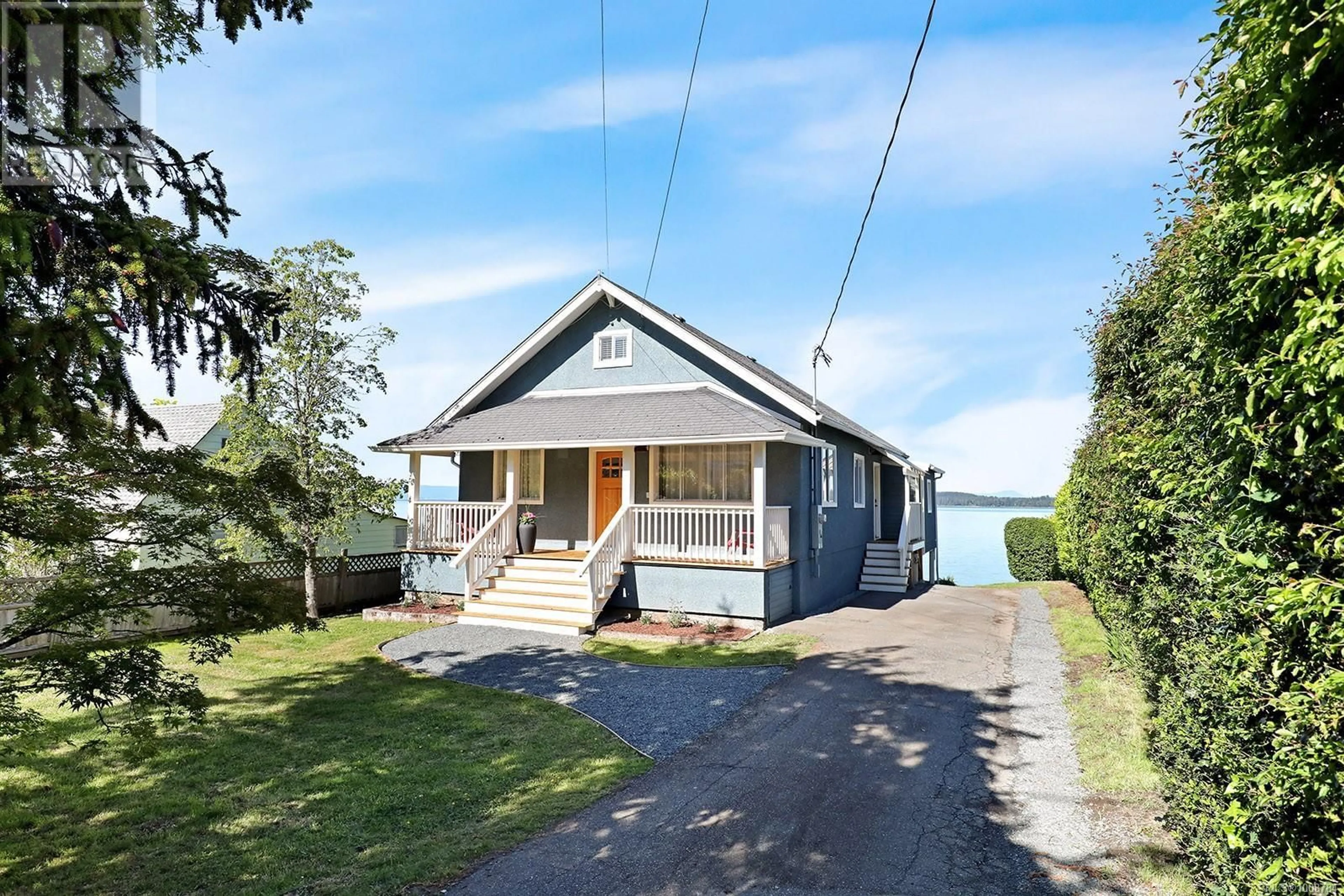 A pic from outside/outdoor area/front of a property/back of a property/a pic from drone, water/lake/river/ocean view for 5632 ISLAND HIGHWAY SOUTH, Union Bay British Columbia V0R1S0