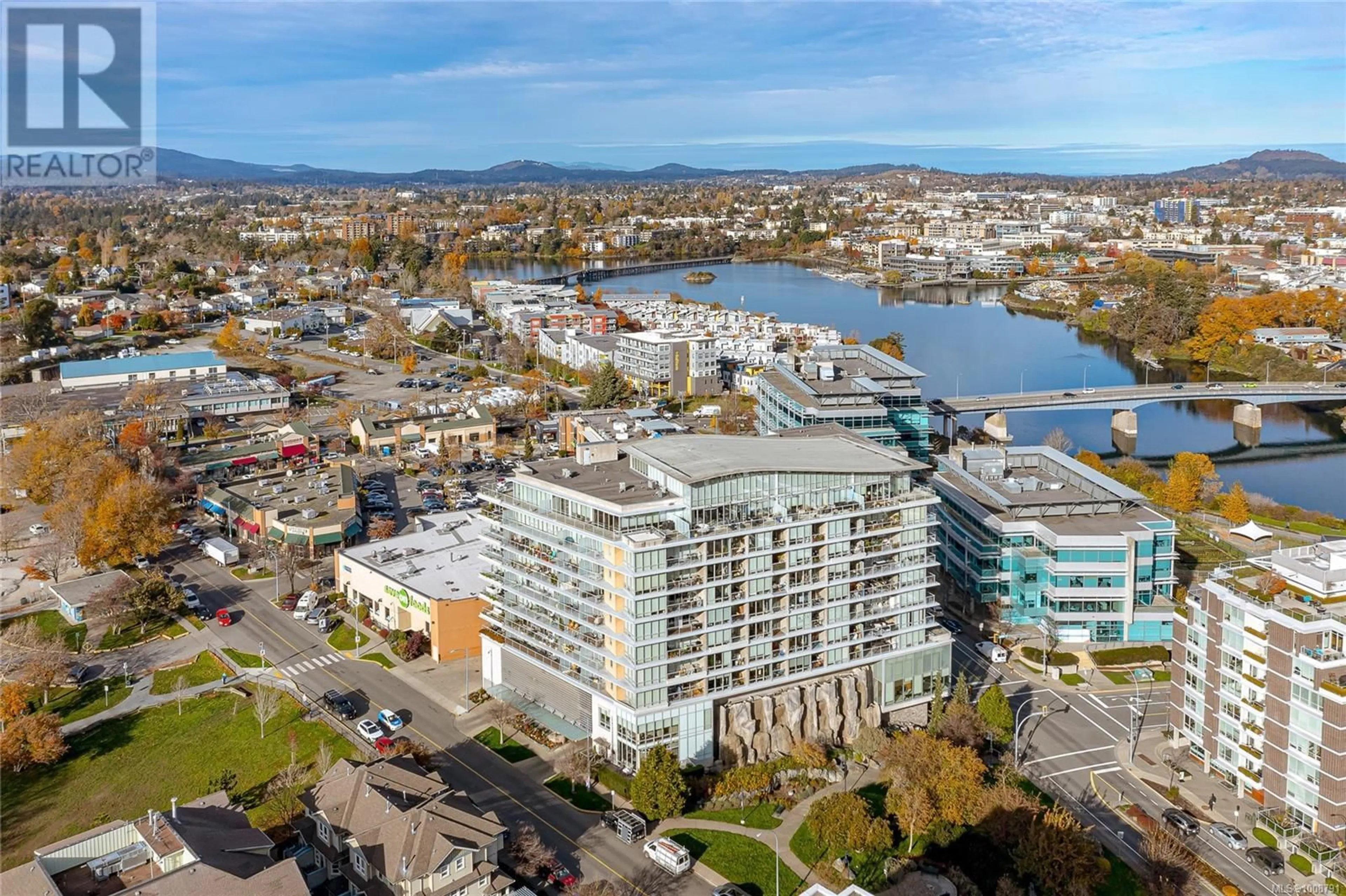 A pic from outside/outdoor area/front of a property/back of a property/a pic from drone, water/lake/river/ocean view for 1011 - 160 WILSON STREET, Victoria British Columbia V9A7P9