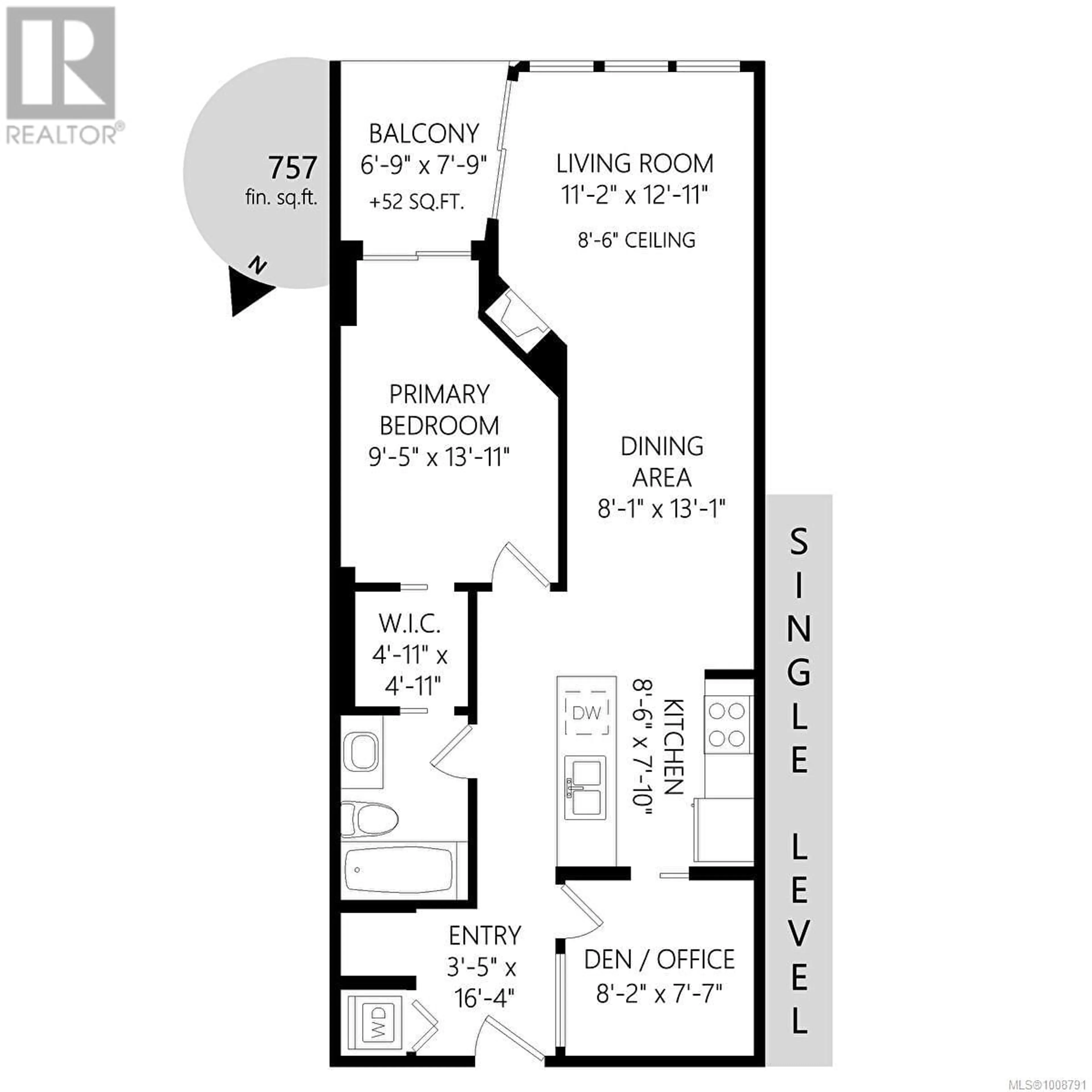 Floor plan for 1011 - 160 WILSON STREET, Victoria British Columbia V9A7P9