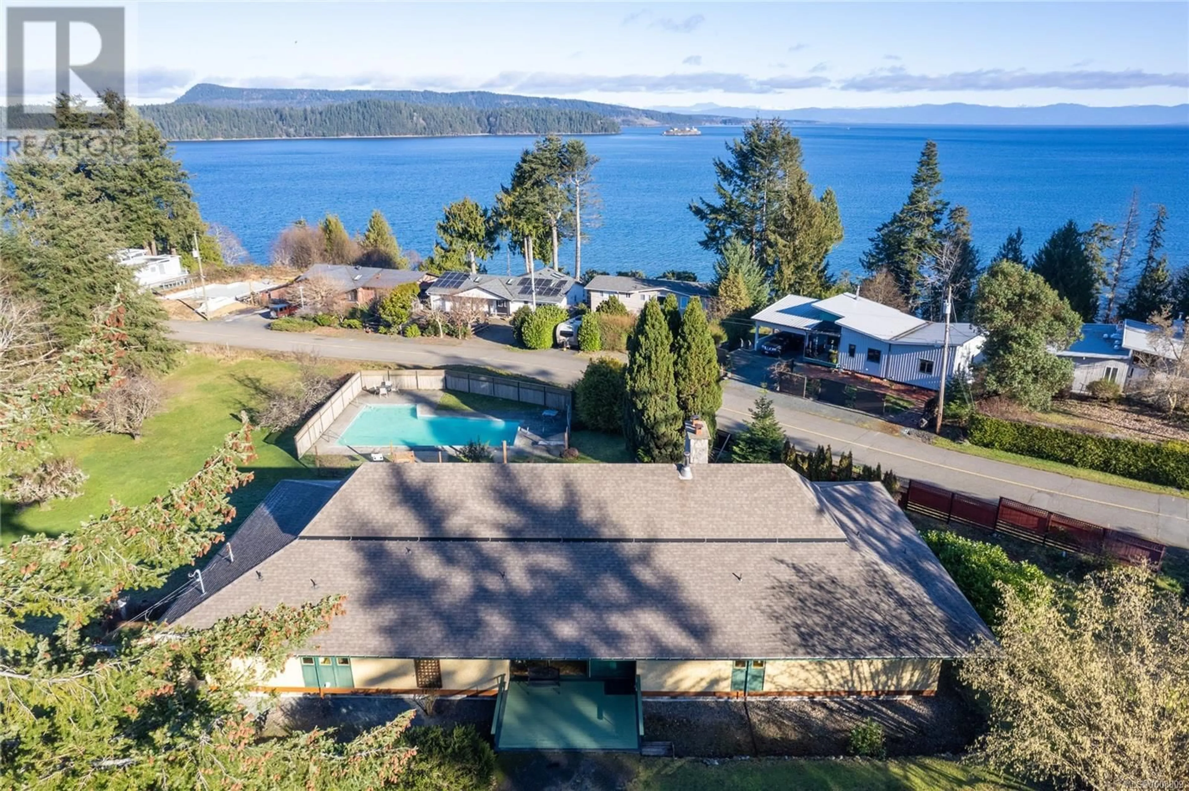 A pic from outside/outdoor area/front of a property/back of a property/a pic from drone, water/lake/river/ocean view for 160 KOPINA DRIVE, Bowser British Columbia V0R1G0