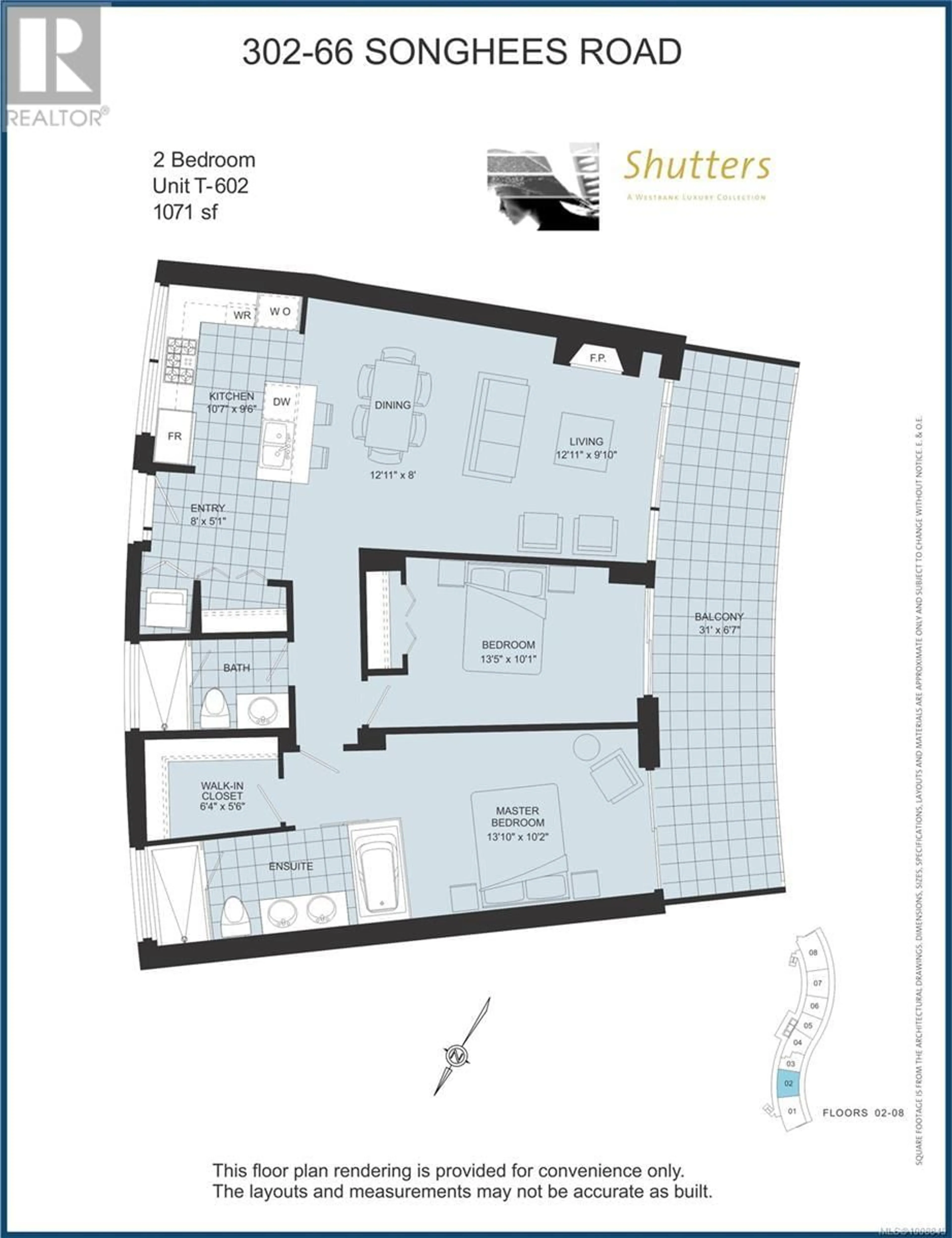 Floor plan for 302 - 66 SONGHEES ROAD, Victoria British Columbia V9A0A2