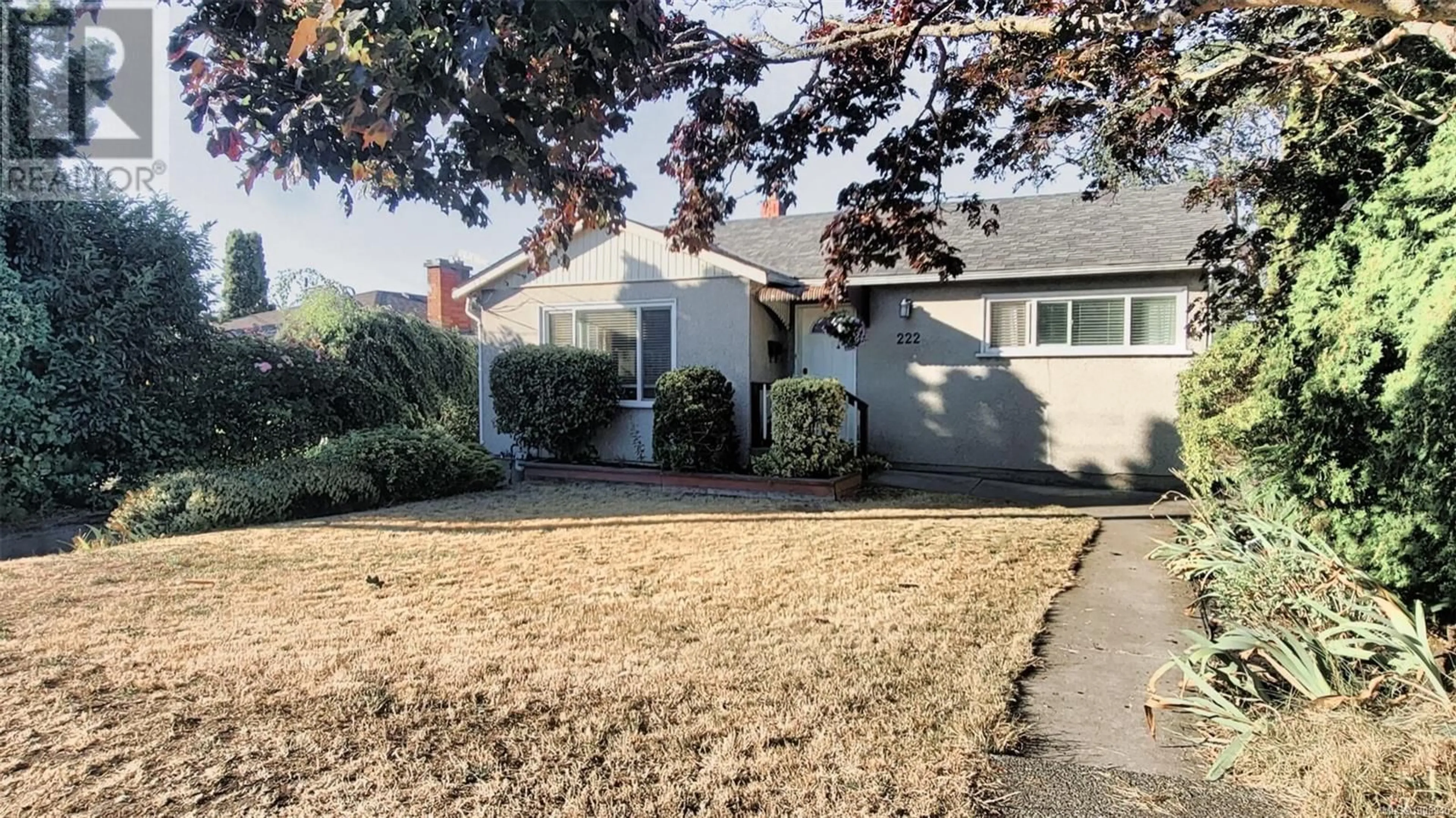 A pic from outside/outdoor area/front of a property/back of a property/a pic from drone, street for 222 BURNSIDE ROAD WEST, Saanich British Columbia V9A1C3