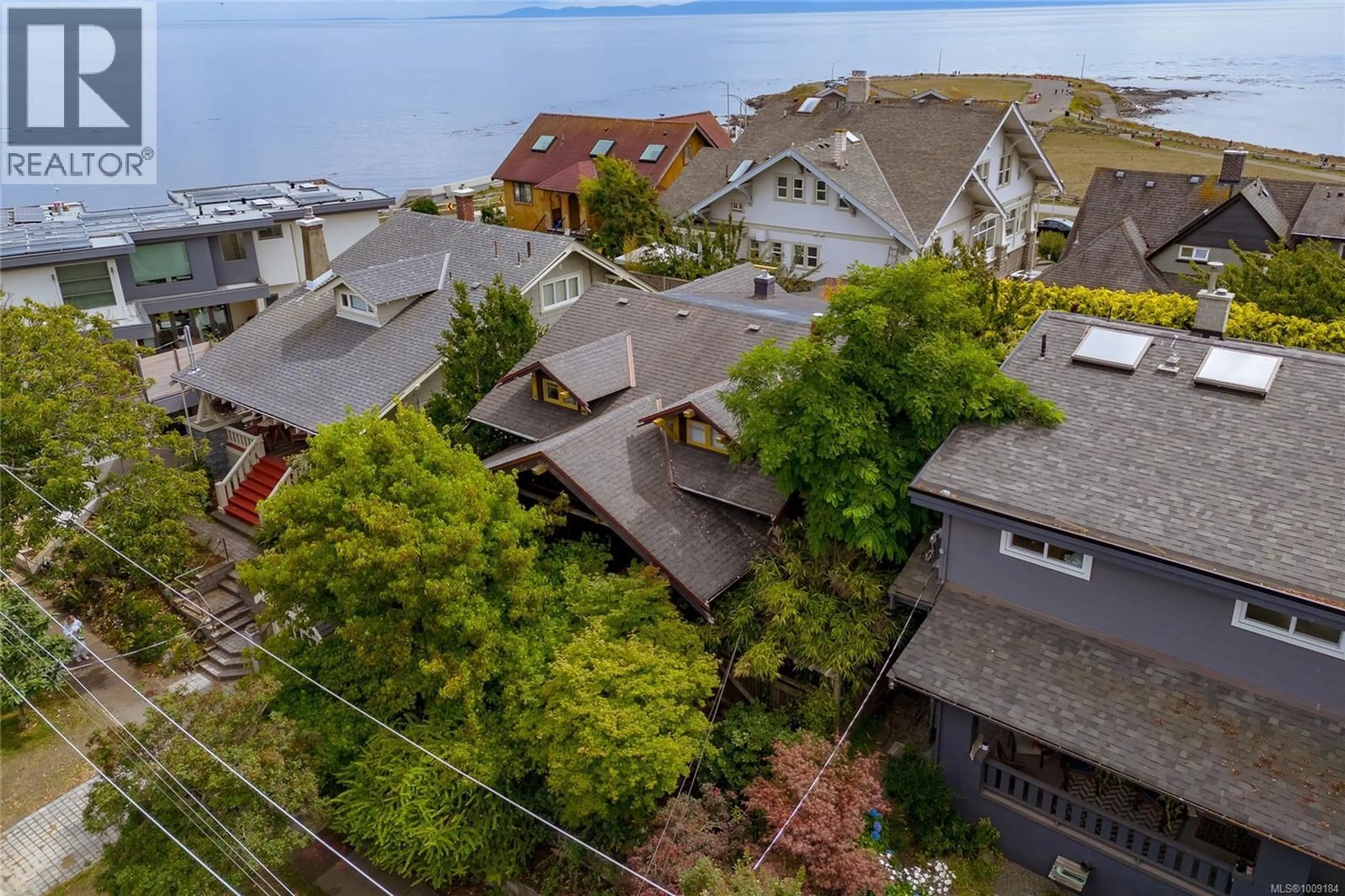 A pic from outside/outdoor area/front of a property/back of a property/a pic from drone, water/lake/river/ocean view for 1319 POINT STREET, Victoria British Columbia V8S1A4