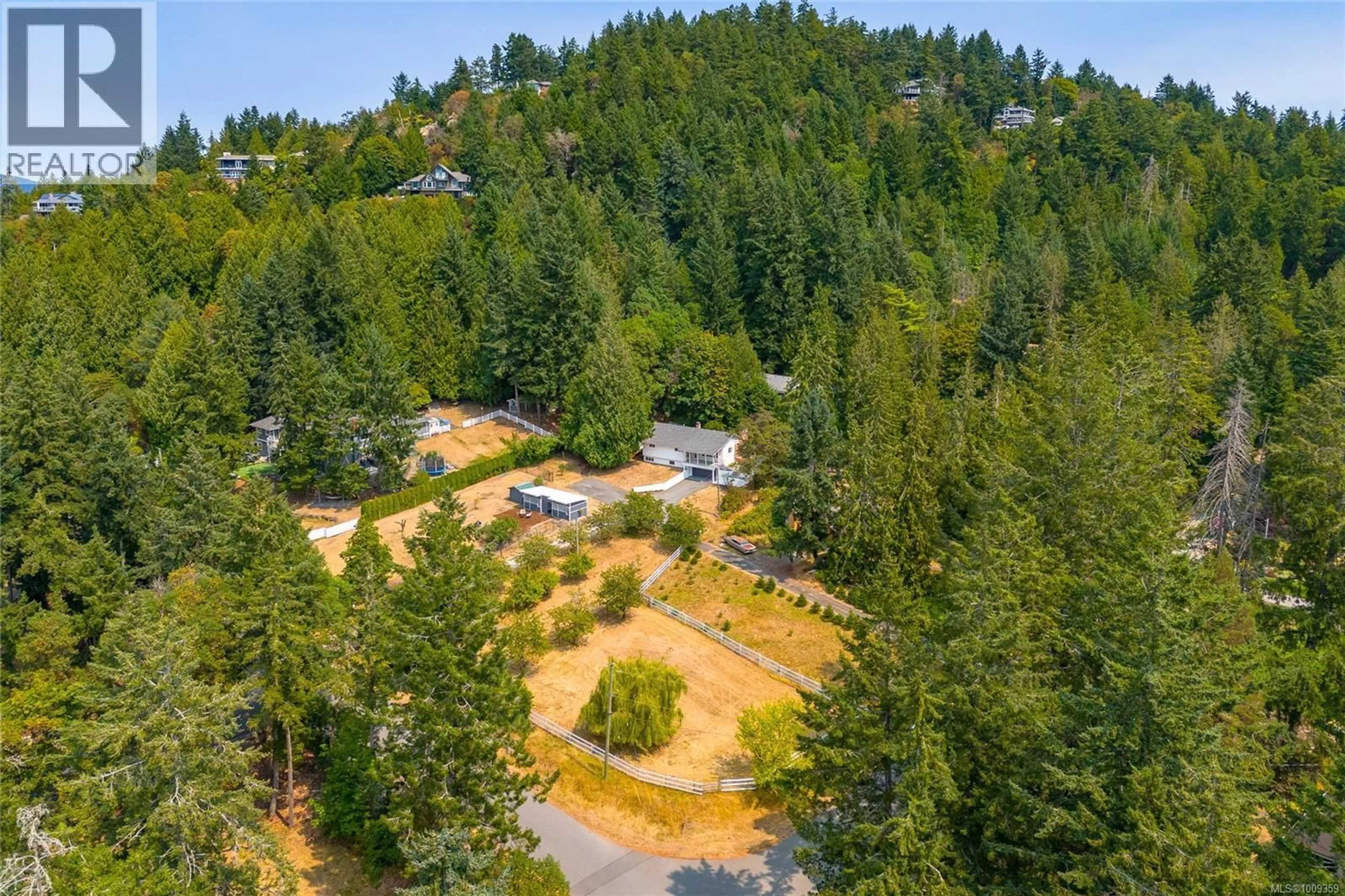 A pic from outside/outdoor area/front of a property/back of a property/a pic from drone, forest/trees view for 11255 NITINAT ROAD, North Saanich British Columbia V8L5R8