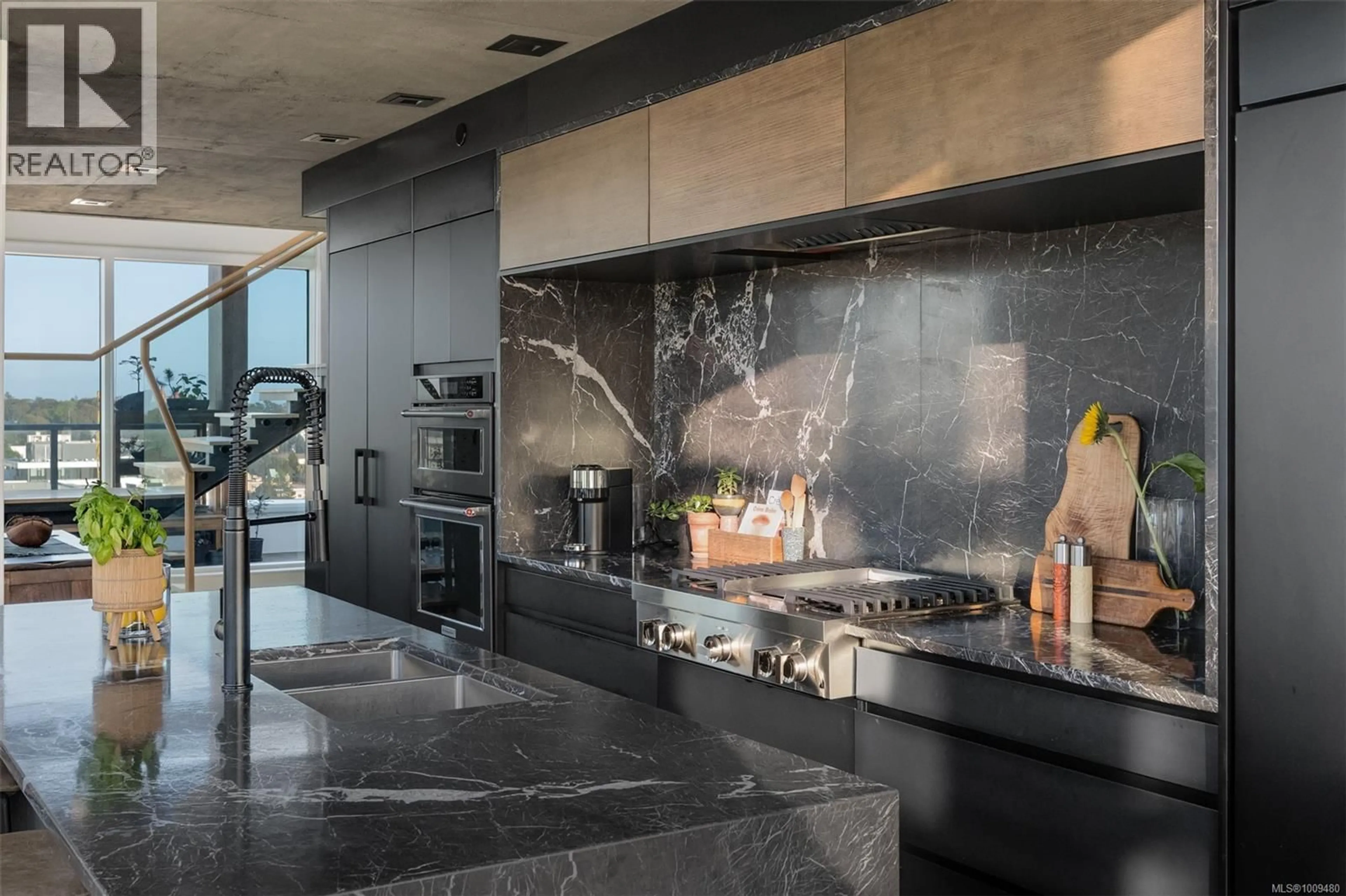 Contemporary kitchen, ceramic/tile floor for 1702 - 989 JOHNSON STREET, Victoria British Columbia V8V0E3