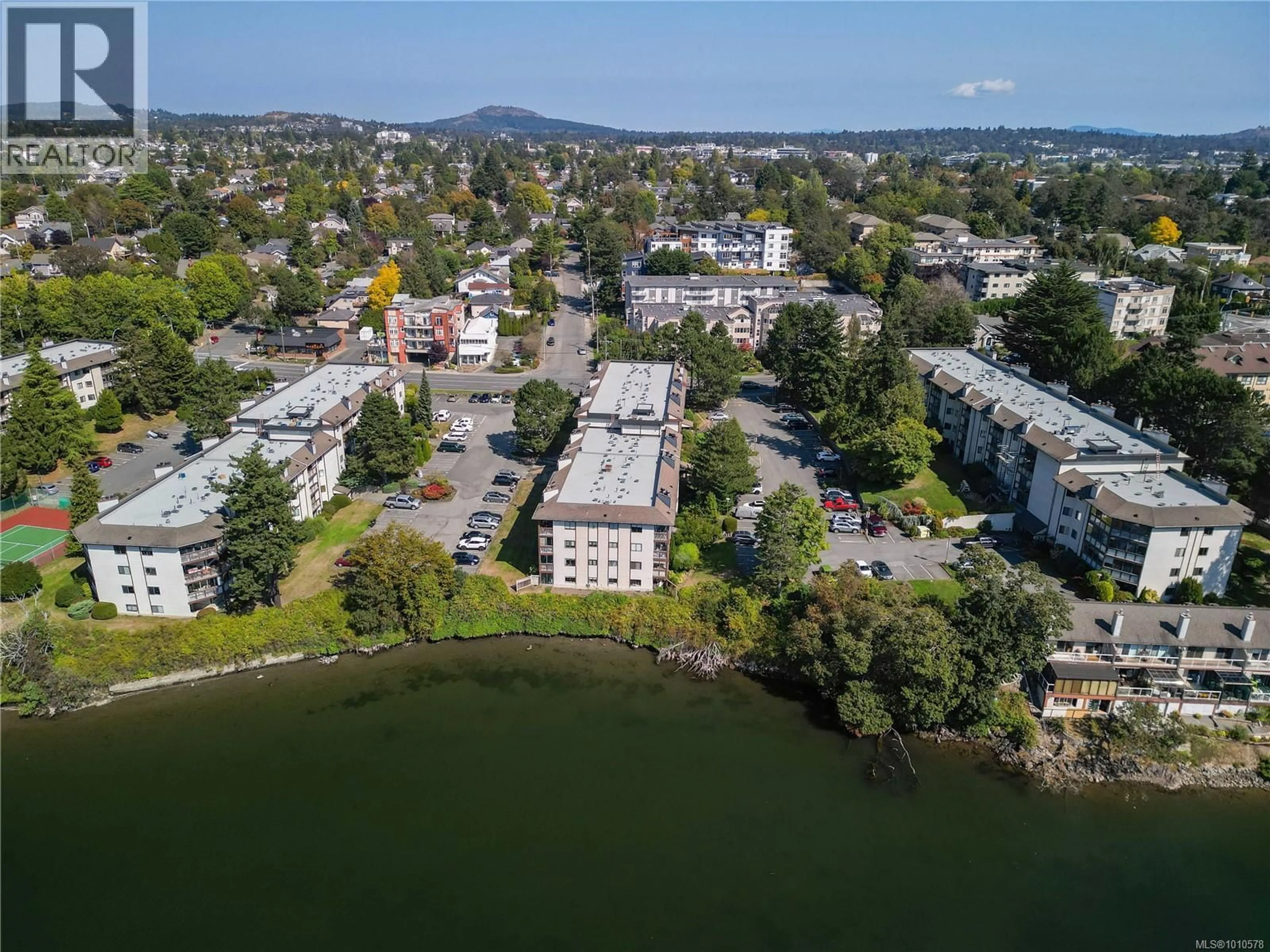 A pic from outside/outdoor area/front of a property/back of a property/a pic from drone, water/lake/river/ocean view for 402 - 71 GORGE ROAD WEST, Saanich British Columbia V9A1L9