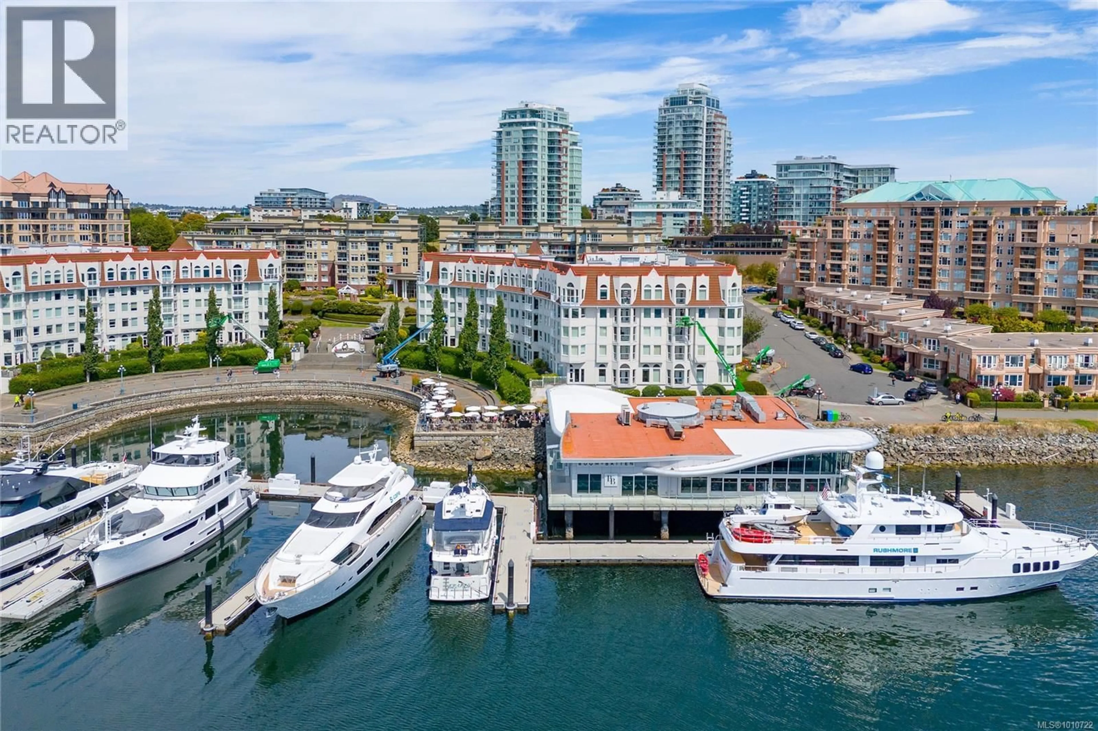 A pic from outside/outdoor area/front of a property/back of a property/a pic from drone, water/lake/river/ocean view for 414 - 10 PAUL KANE PLACE, Victoria British Columbia V9A7J8