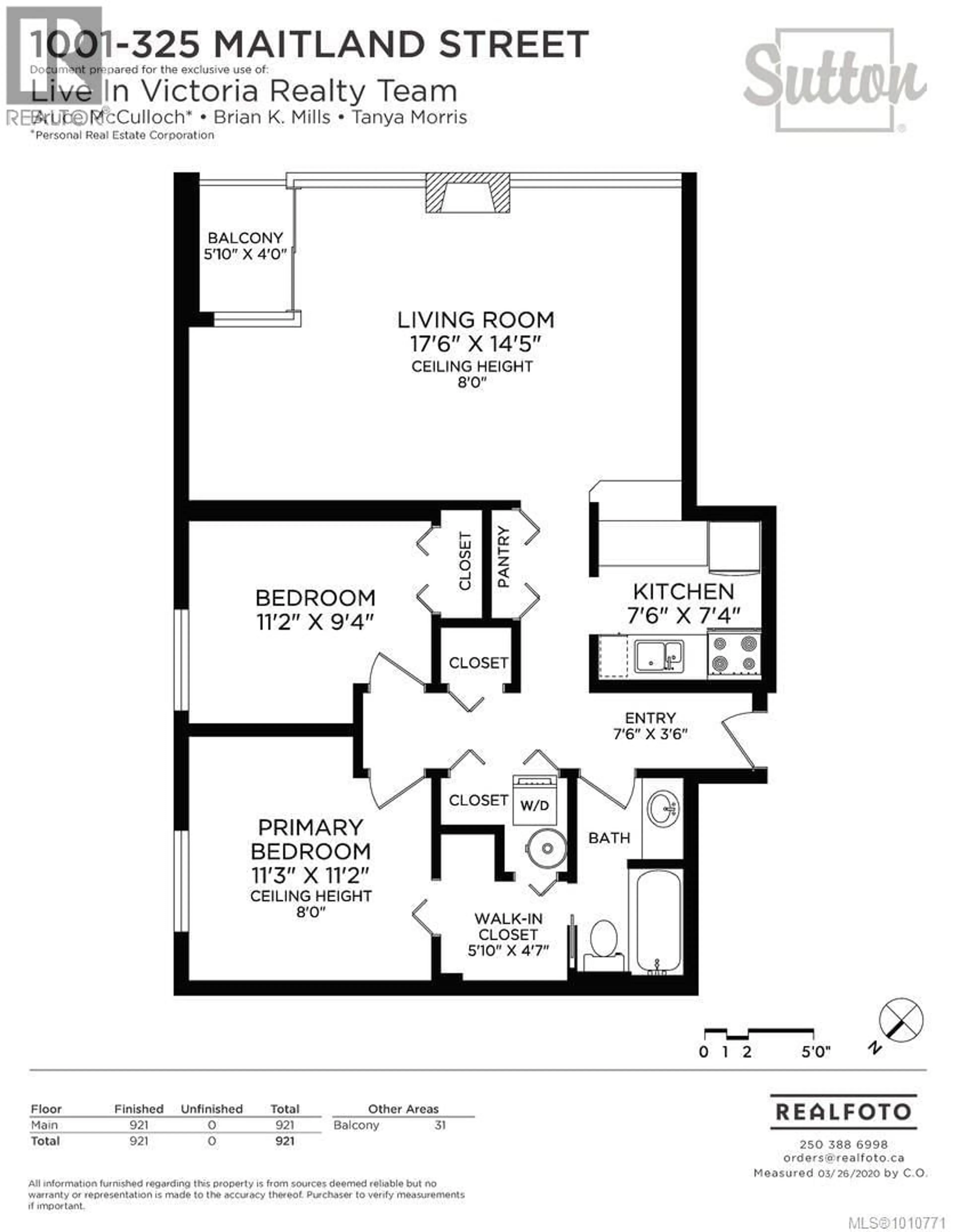 Floor plan for 1001 - 325 MAITLAND STREET, Victoria British Columbia V9A7E9