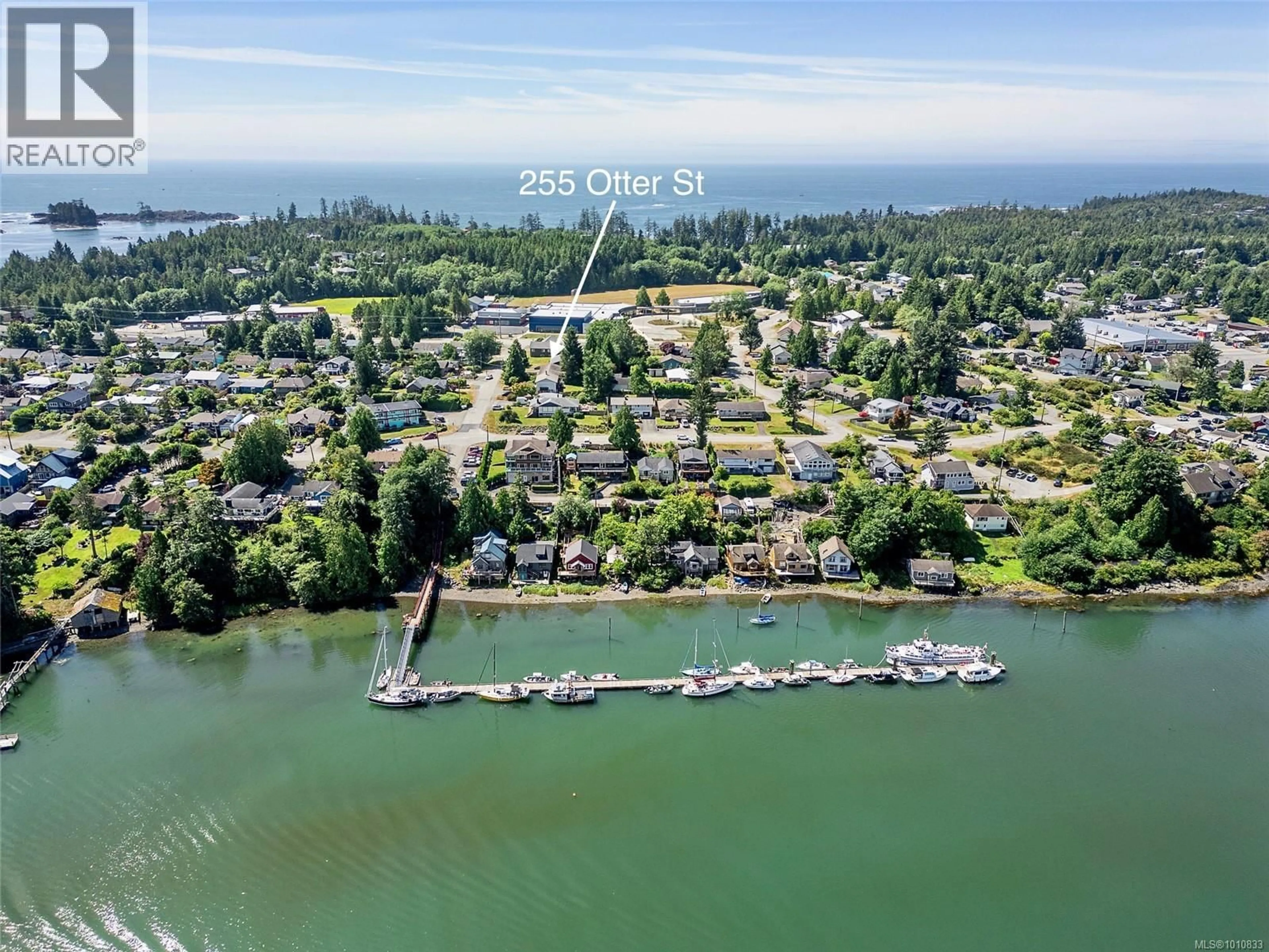 A pic from outside/outdoor area/front of a property/back of a property/a pic from drone, water/lake/river/ocean view for 255 OTTER STREET, Ucluelet British Columbia V0R3A0