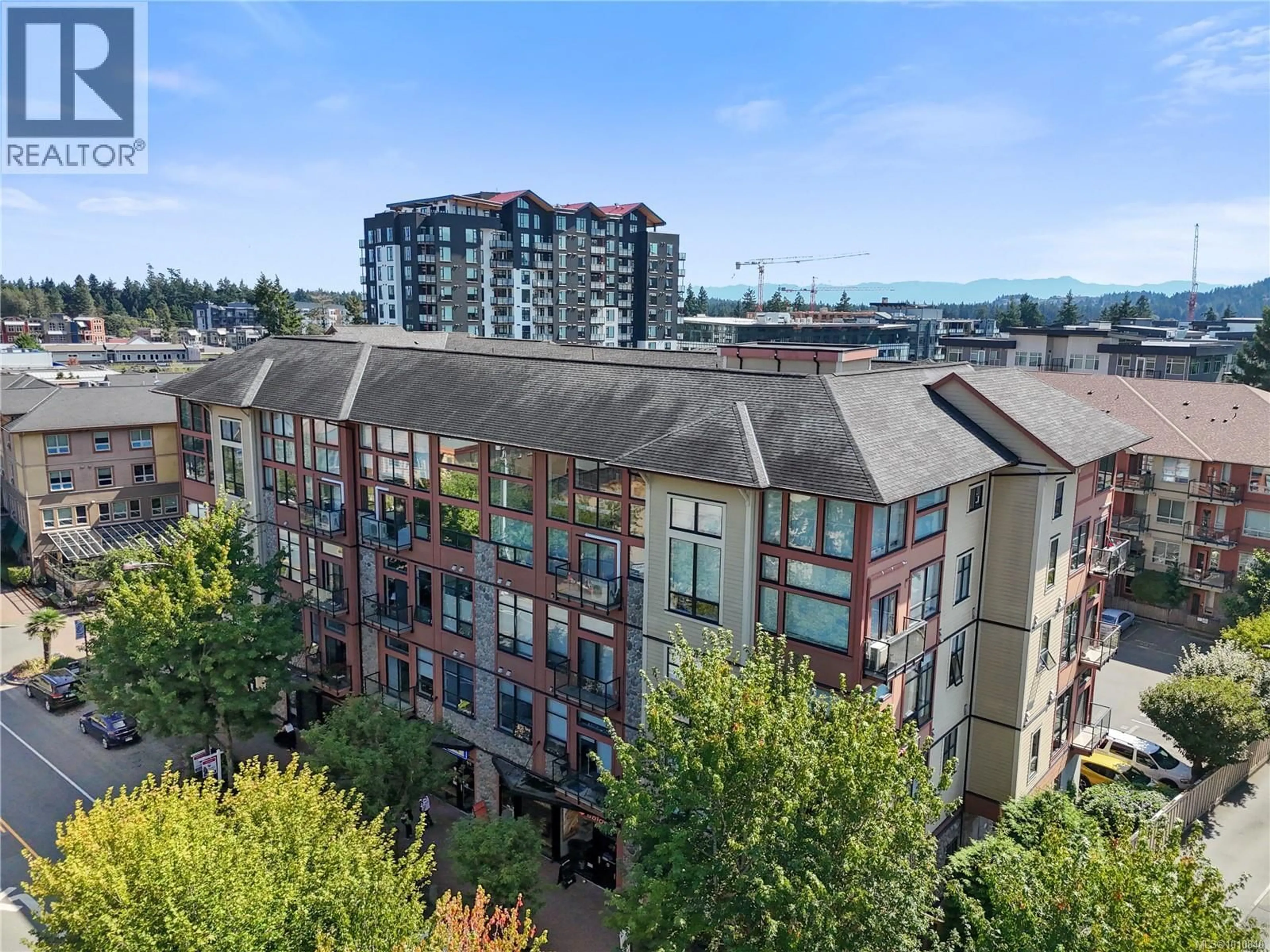 A pic from outside/outdoor area/front of a property/back of a property/a pic from drone, city buildings view from balcony for 409 - 829 GOLDSTREAM AVENUE, Langford British Columbia V9B2X7