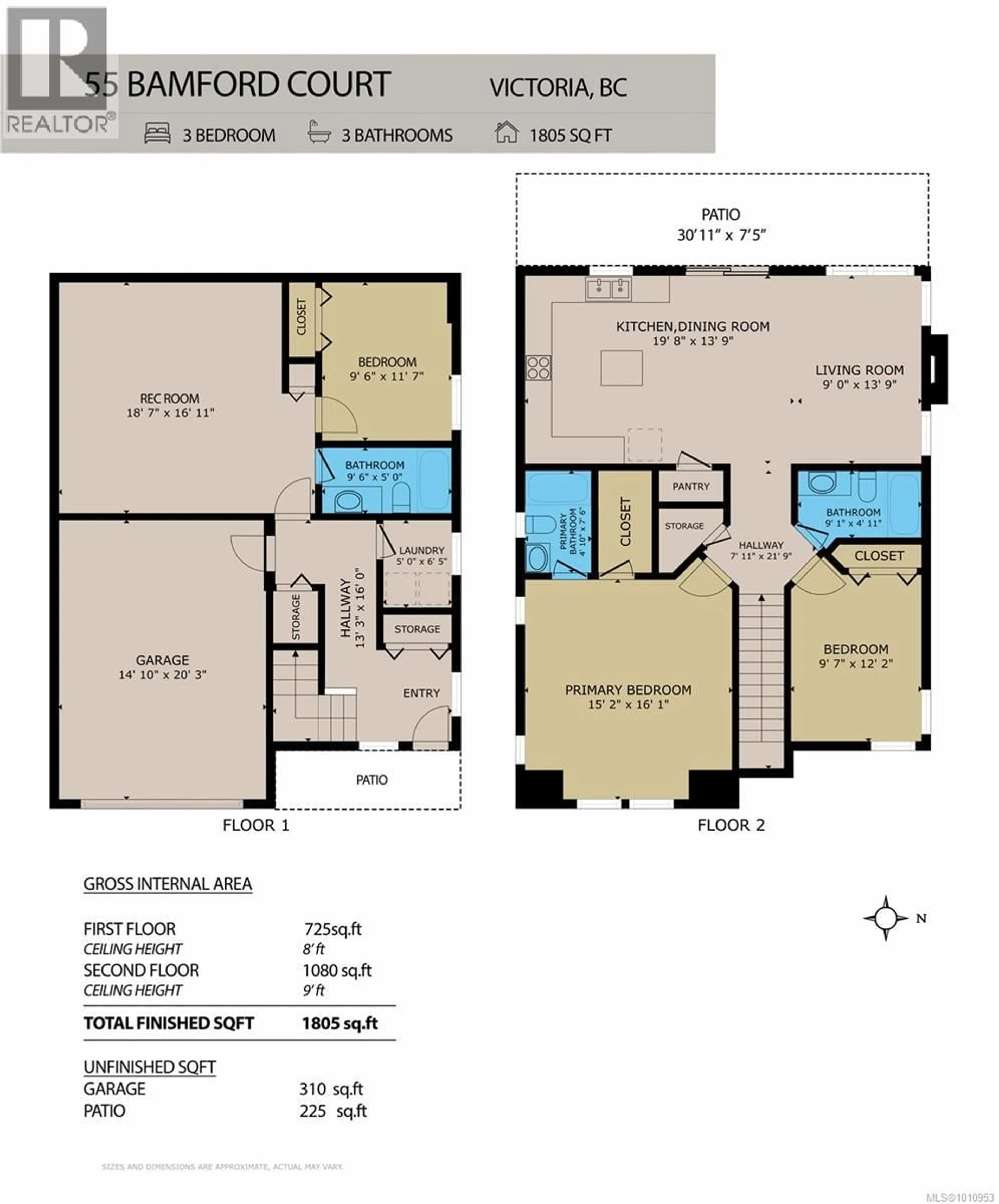 Floor plan for 55 BAMFORD COURT, View Royal British Columbia V9B0N7