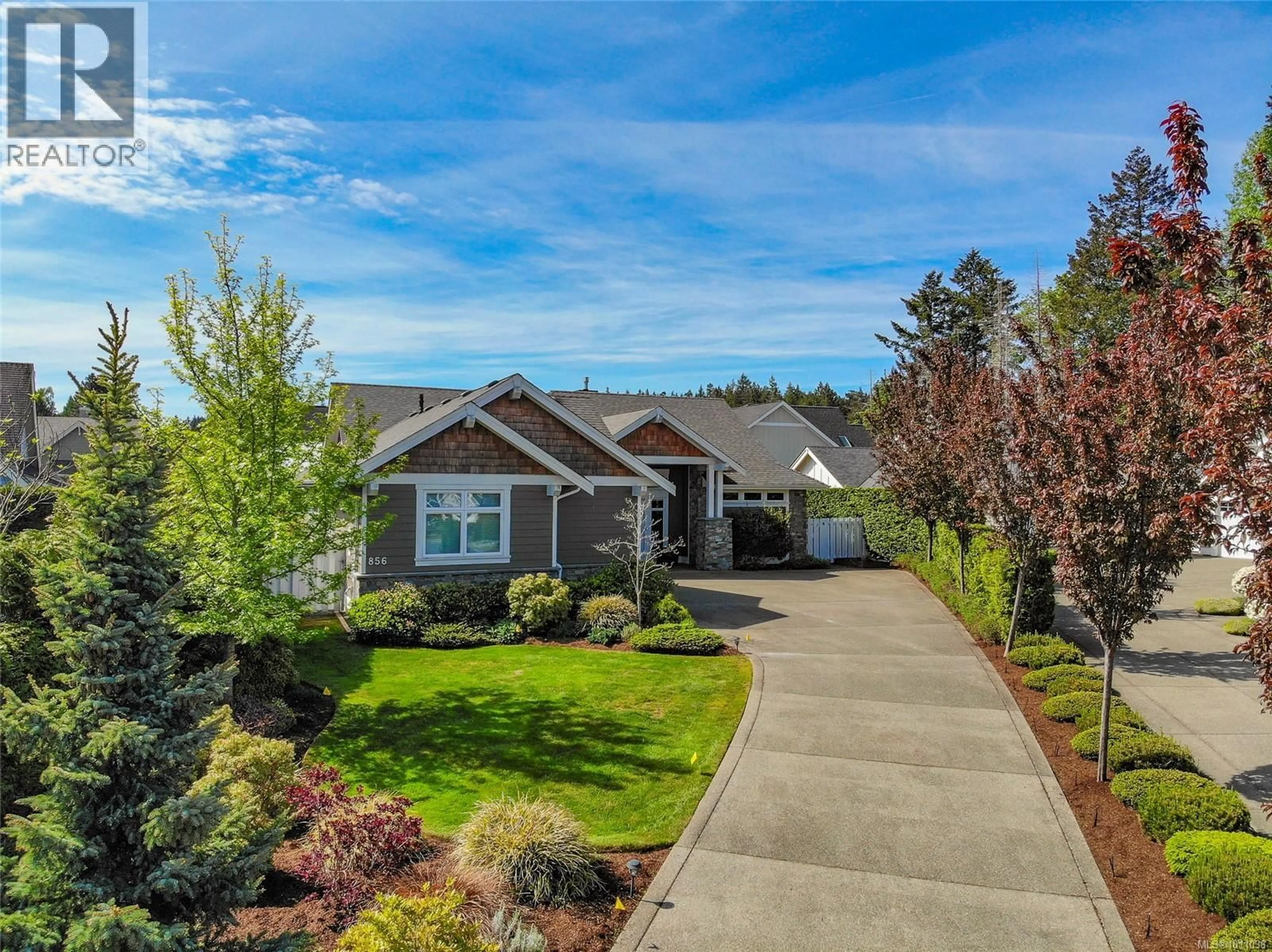 A pic from outside/outdoor area/front of a property/back of a property/a pic from drone, water/lake/river/ocean view for 856 BLUFFS DRIVE, Qualicum Beach British Columbia V9K0A2